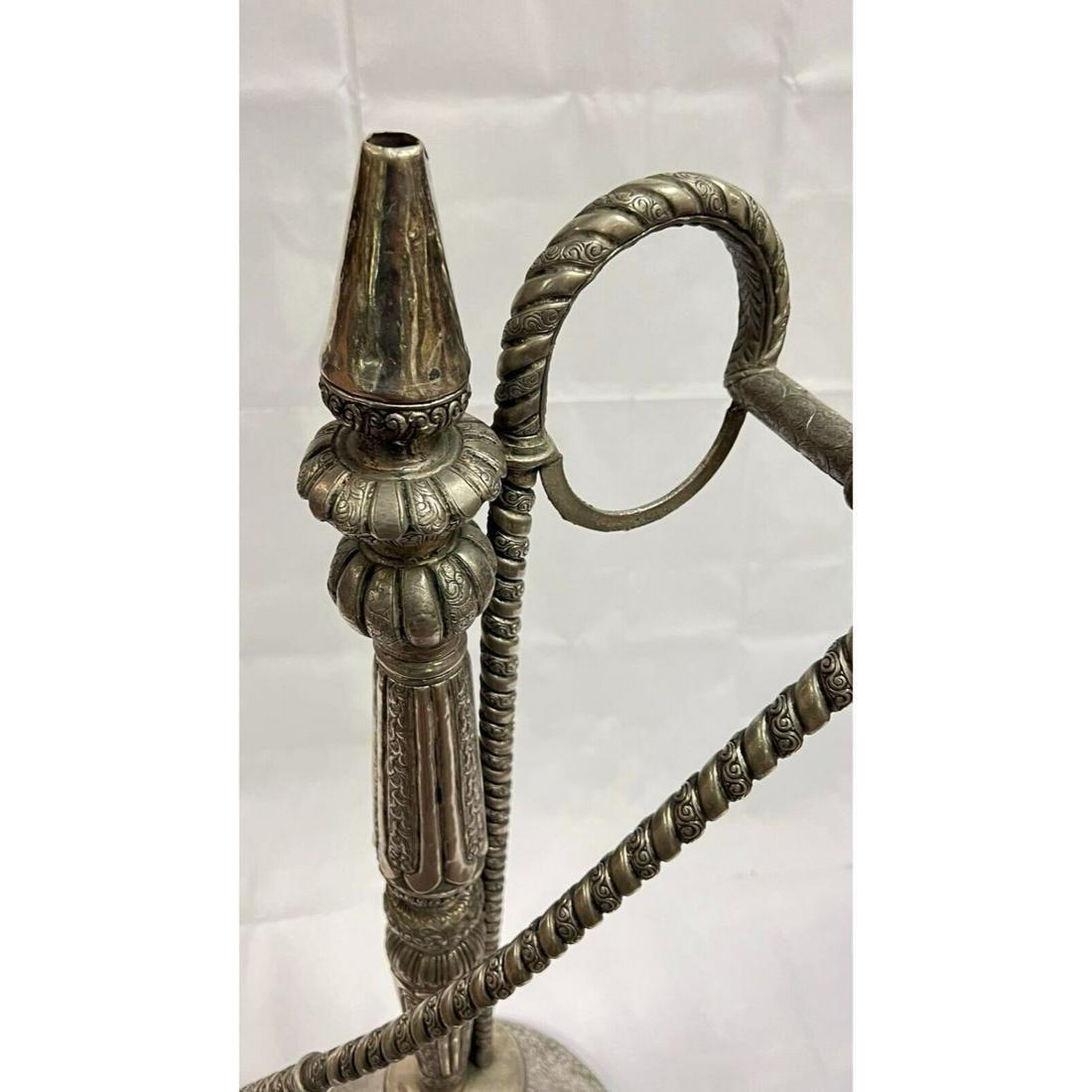 Silvered Very Large Middle Eastern Repousse Silver Plate Hookah -- 52 in For Sale