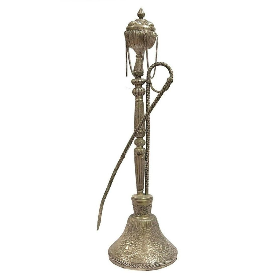 Very Large Middle Eastern Repousse Silver Plate Hookah -- 52 in