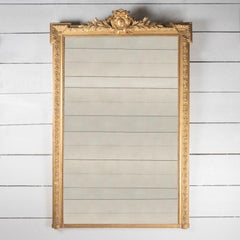 Very large mirror with floral motifs and small pediment H. 204 cm - W. 130 cm