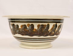 Very Large Mochaware Bowl with Cable Decoration England Mid-19th Century