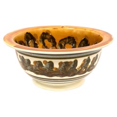 Very Large Mochaware Bowl with Cable Decoration England Mid-19th Century
