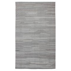 Kilim moderno molto grande con un solido design minimalista in una variazione di toni di grigio