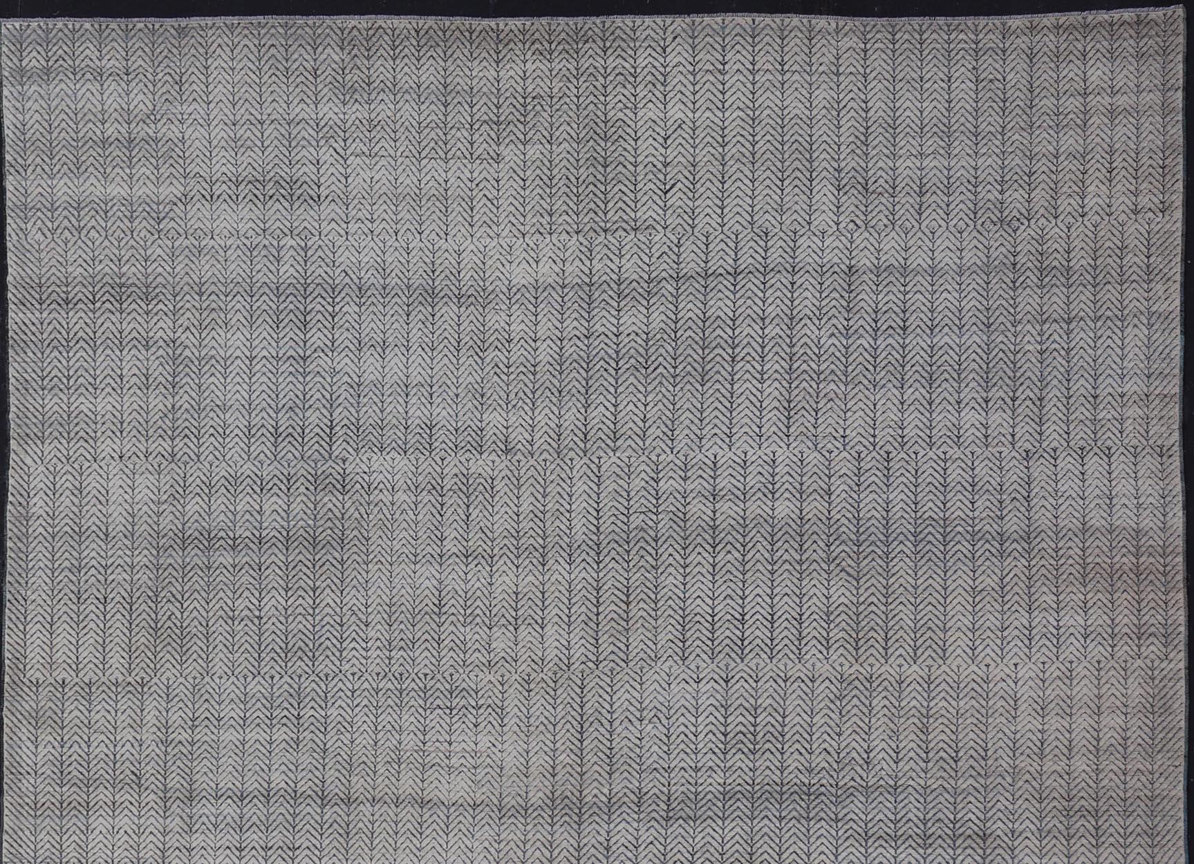 19' 6 x 24' 2  Tappeto moderno molto grande in bianco e blu denim in vendita 7