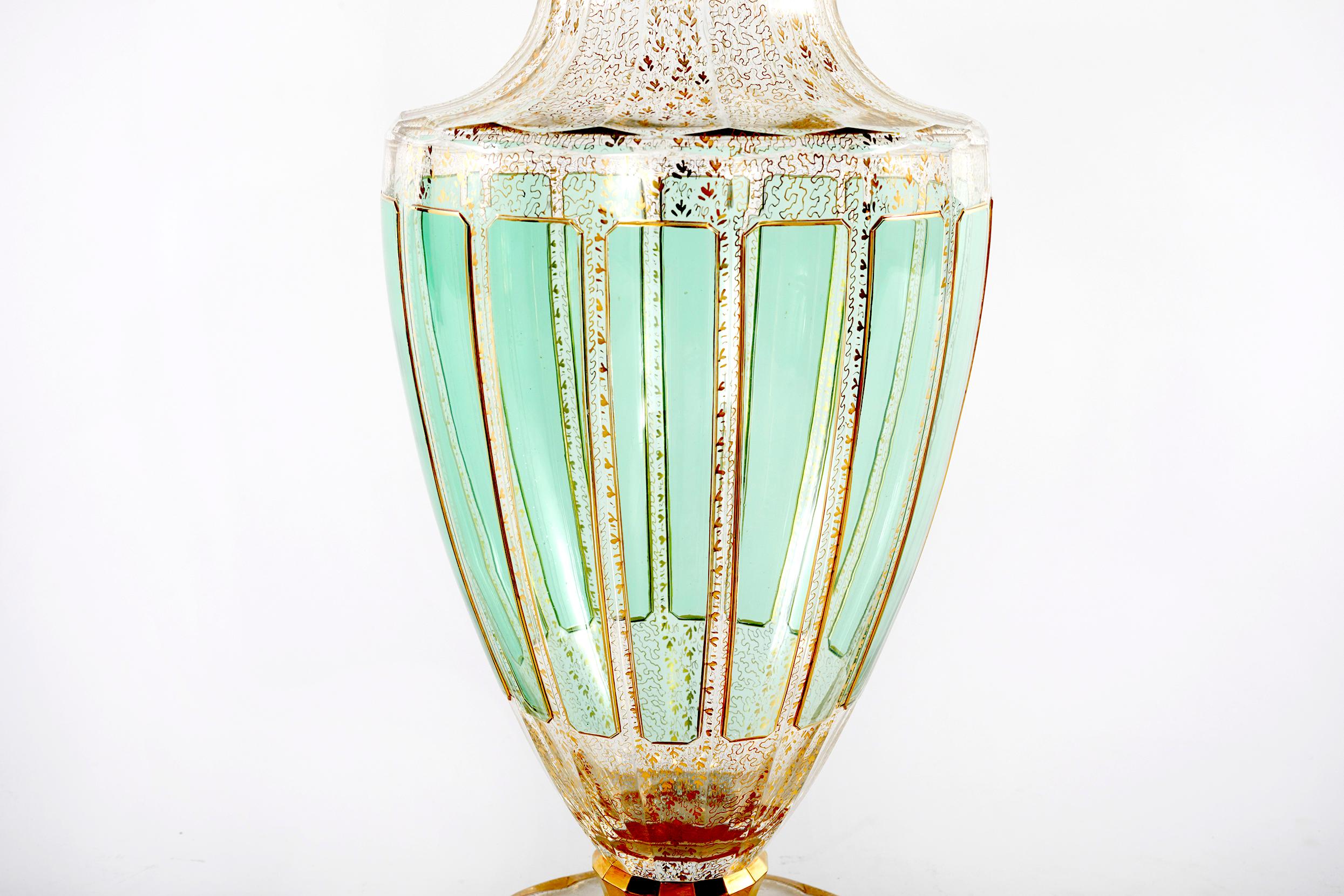 Sehr große Moser Glas Dekorative Vase / Pieces (Handbemalt) im Angebot