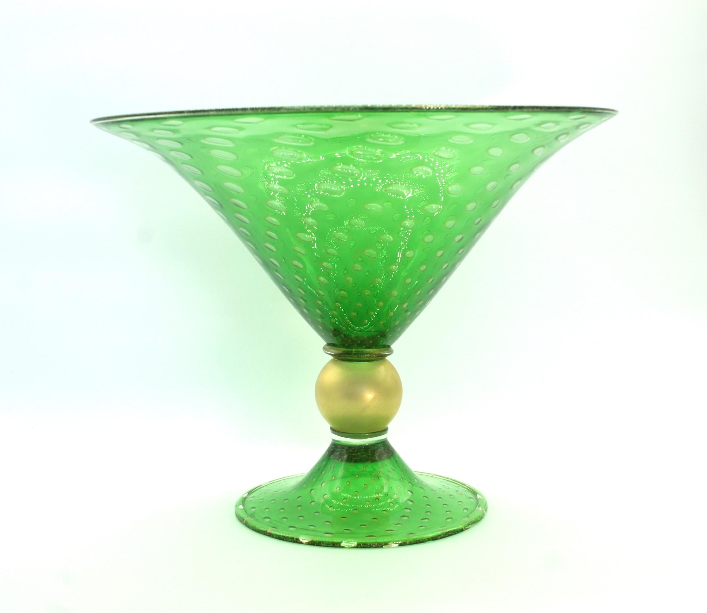 Très grand bol décoratif en verre de Murano/feuilles d'or en vente 7