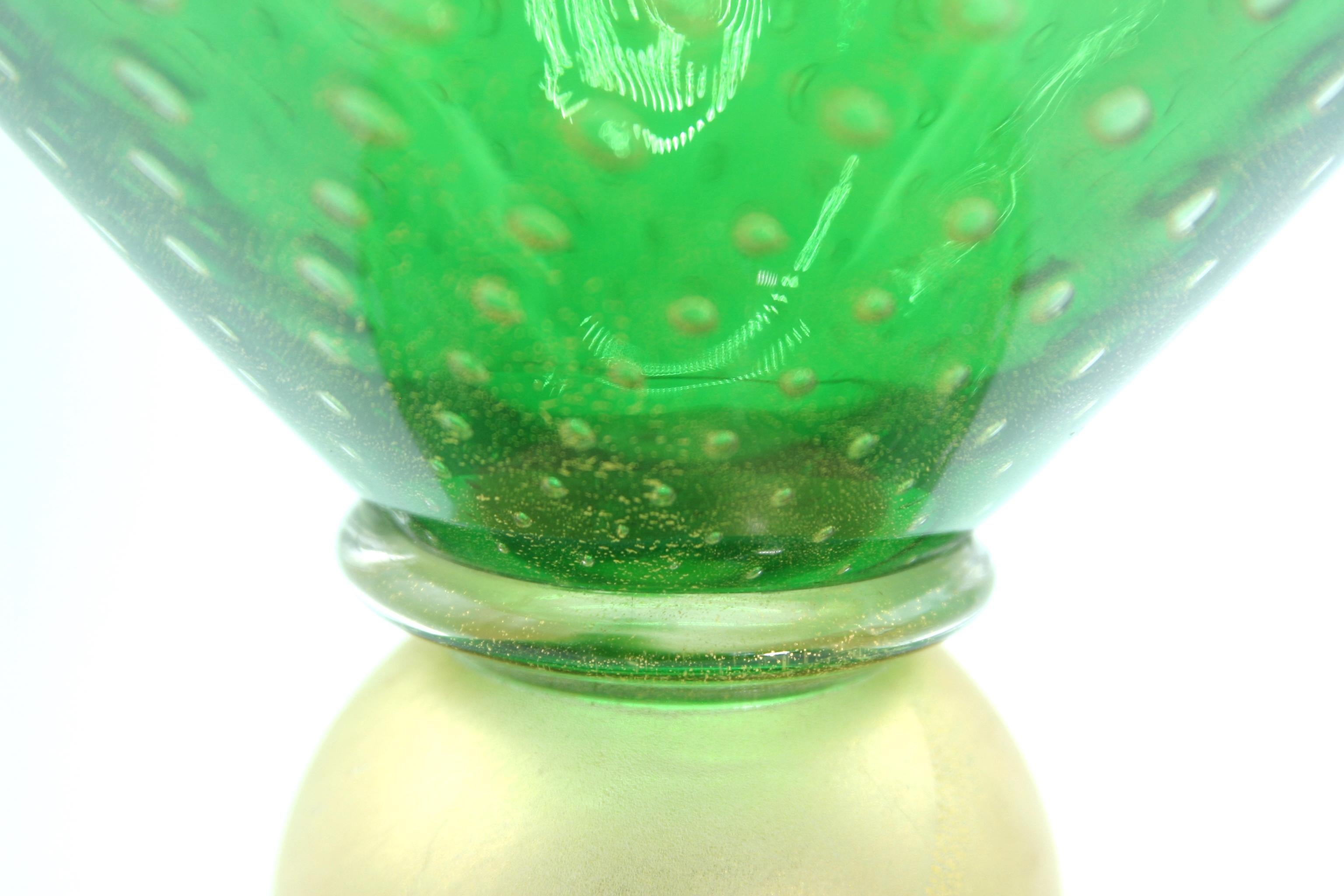 Très grand bol décoratif en verre de Murano/feuilles d'or en vente 2