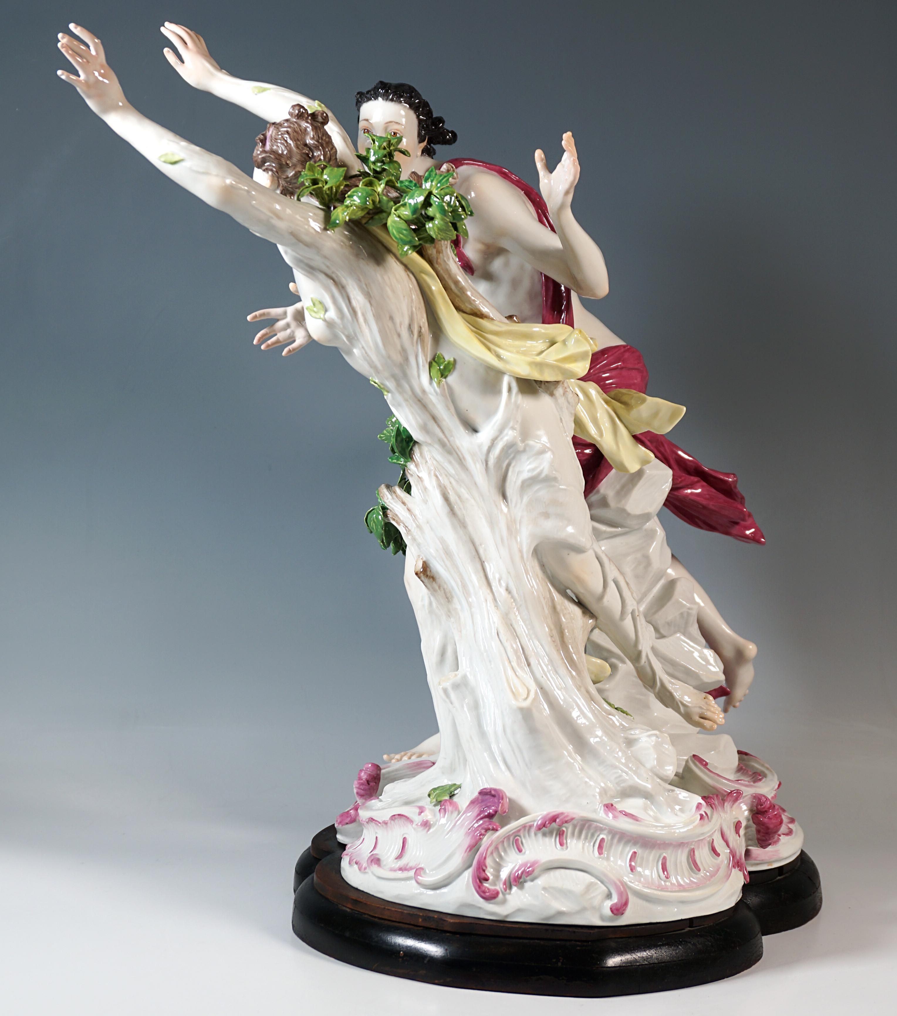 Fait main Très grand groupe mythologique de Meissen 'Apollo & Daphne' par J.J. Kaendler, C.I.C. 1860 en vente