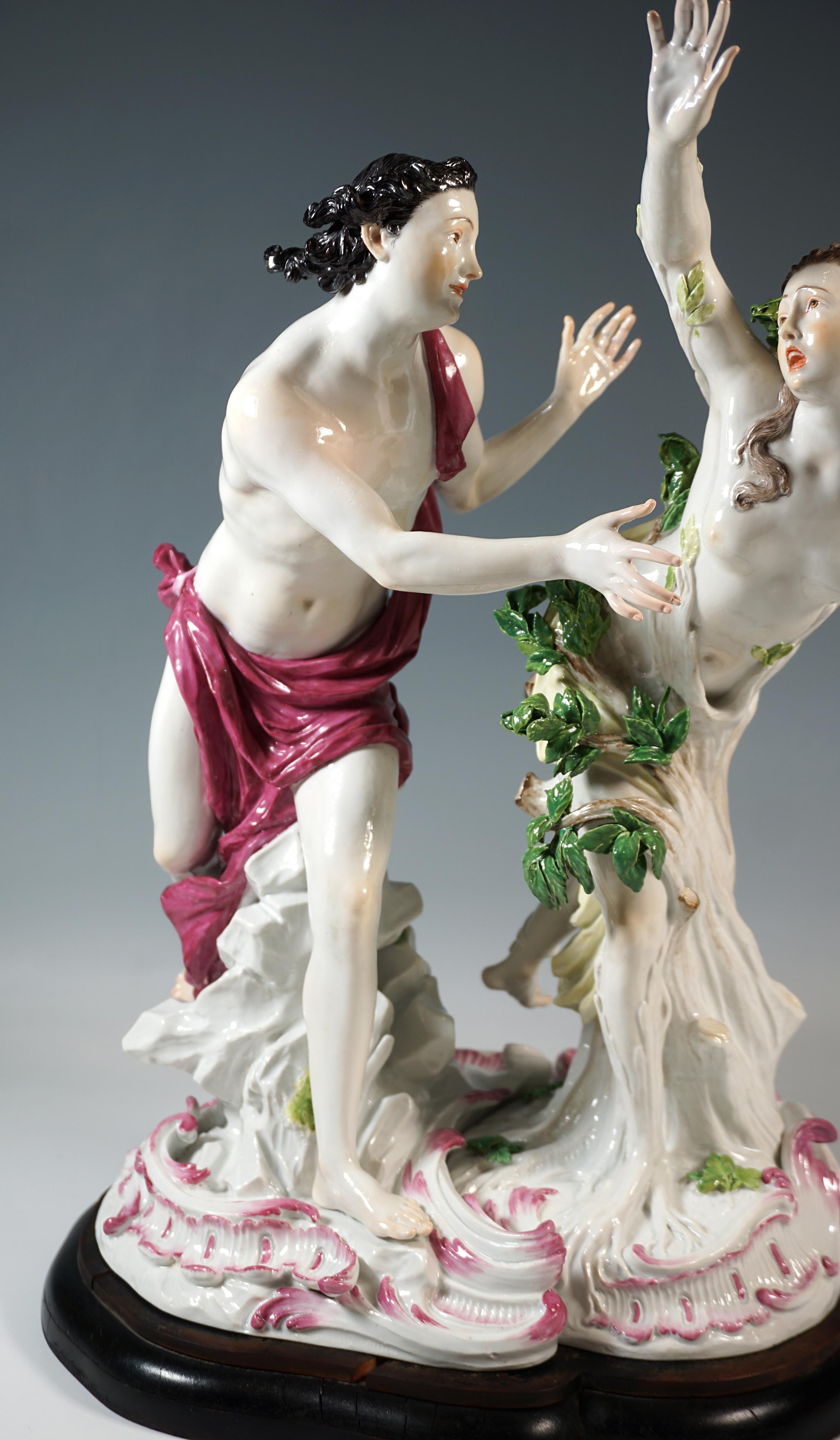 Porcelaine Très grand groupe mythologique de Meissen 'Apollo & Daphne' par J.J. Kaendler, C.I.C. 1860 en vente