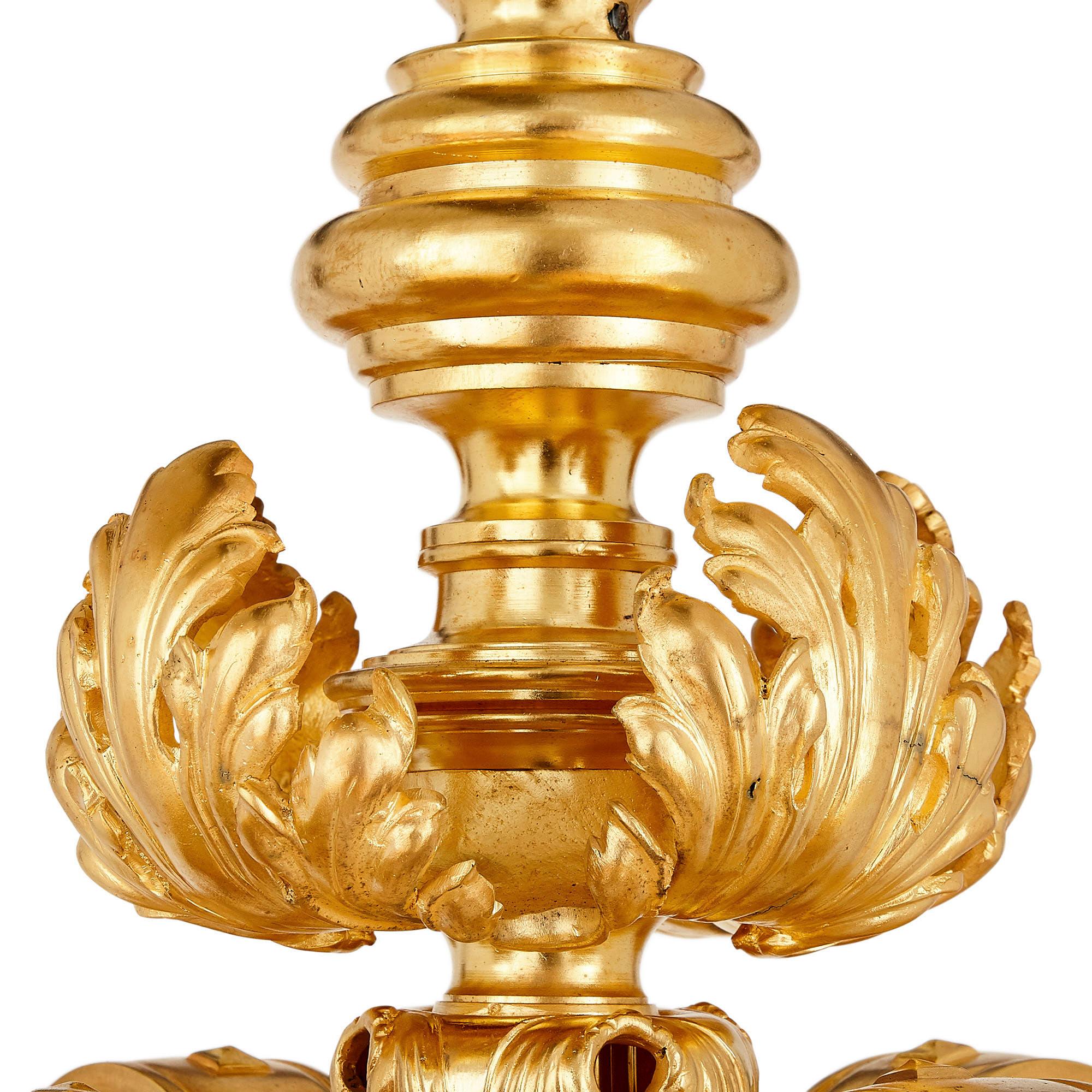 19th Century Very Large Napoleon III Period Rococo Style Gilt Bronze Lantern For Sale