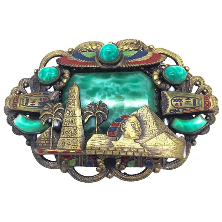 Very Large Neiger Brothers Gablonz Vintage Brooch Egyptian Revival 1920s