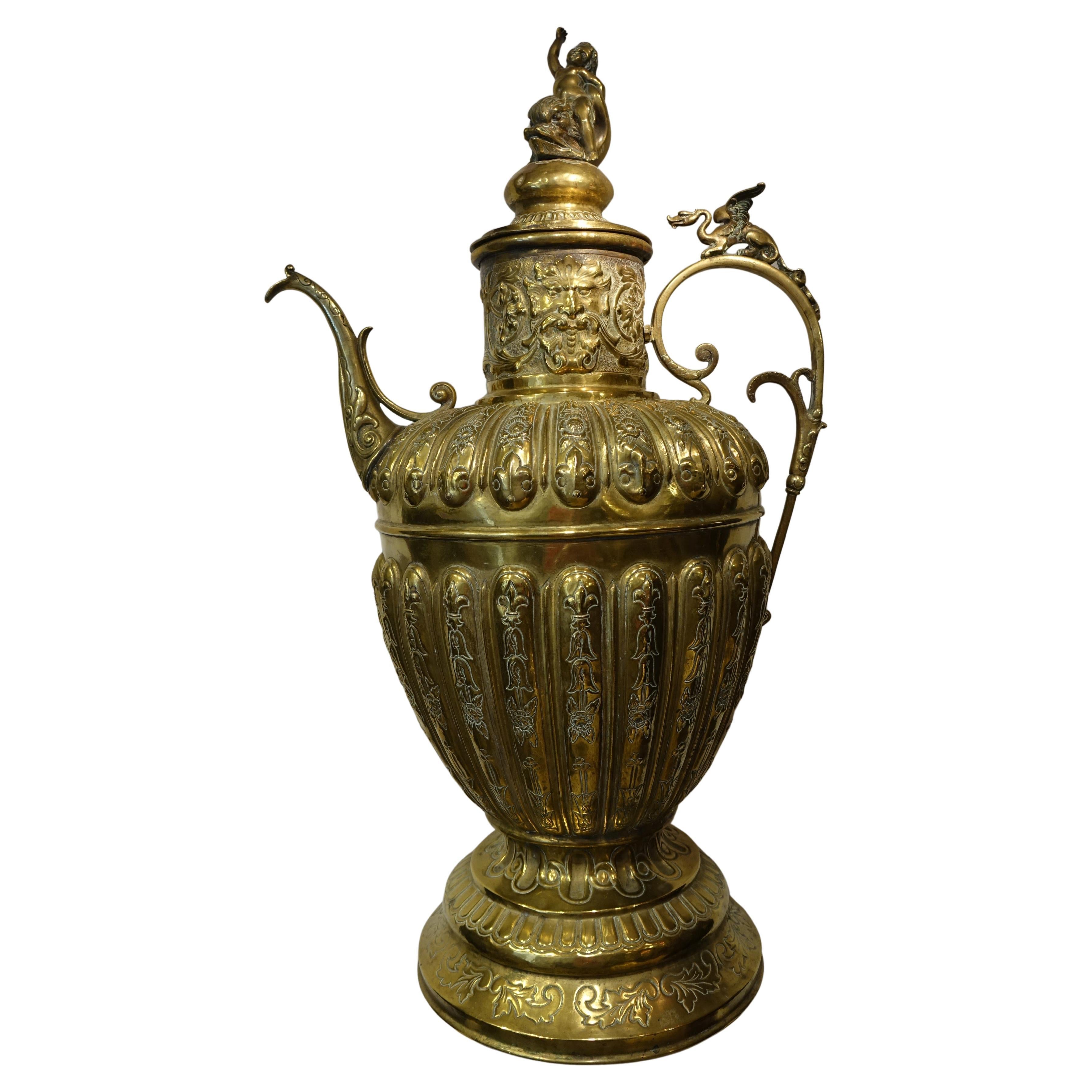 BRASS AND BRONZE AIGUIERE IN THE SPIRIT OF THE FRENCH RENAISSANCE
 Napoleon III period.