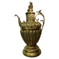 Very large Neo-Renaissance Brass Ewer, 1880