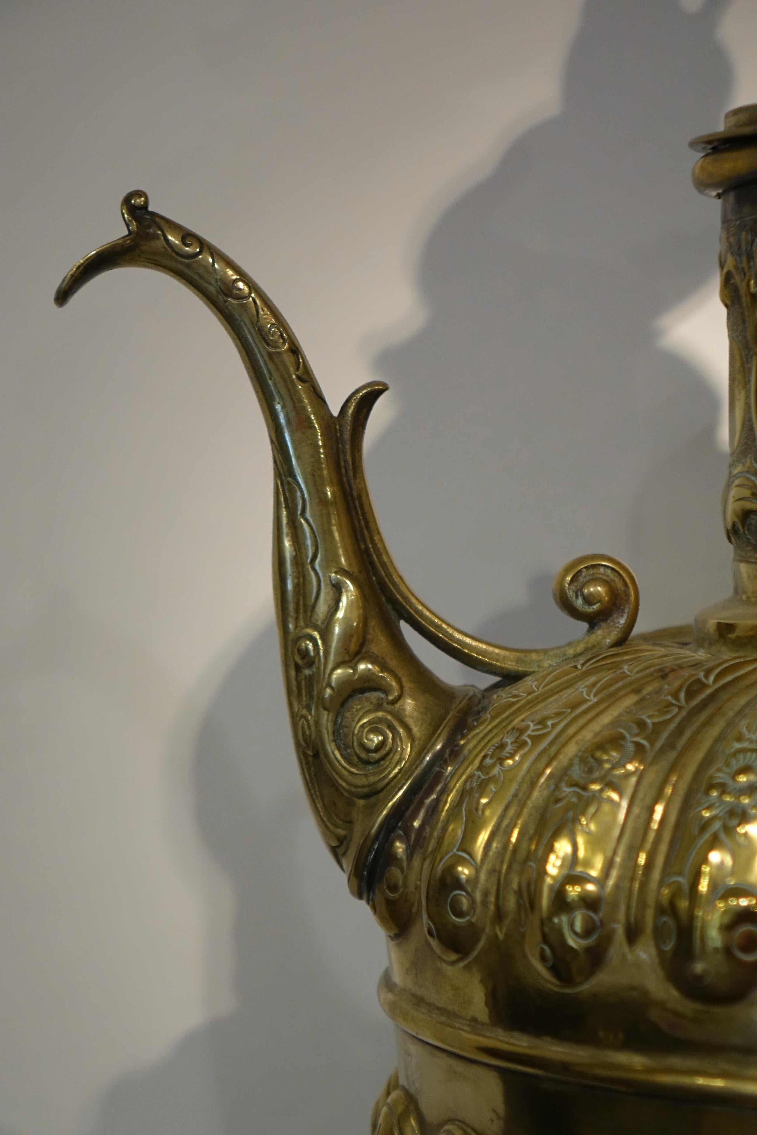 French Very large Neo-Renaissance Brass Ewer, 1880 For Sale