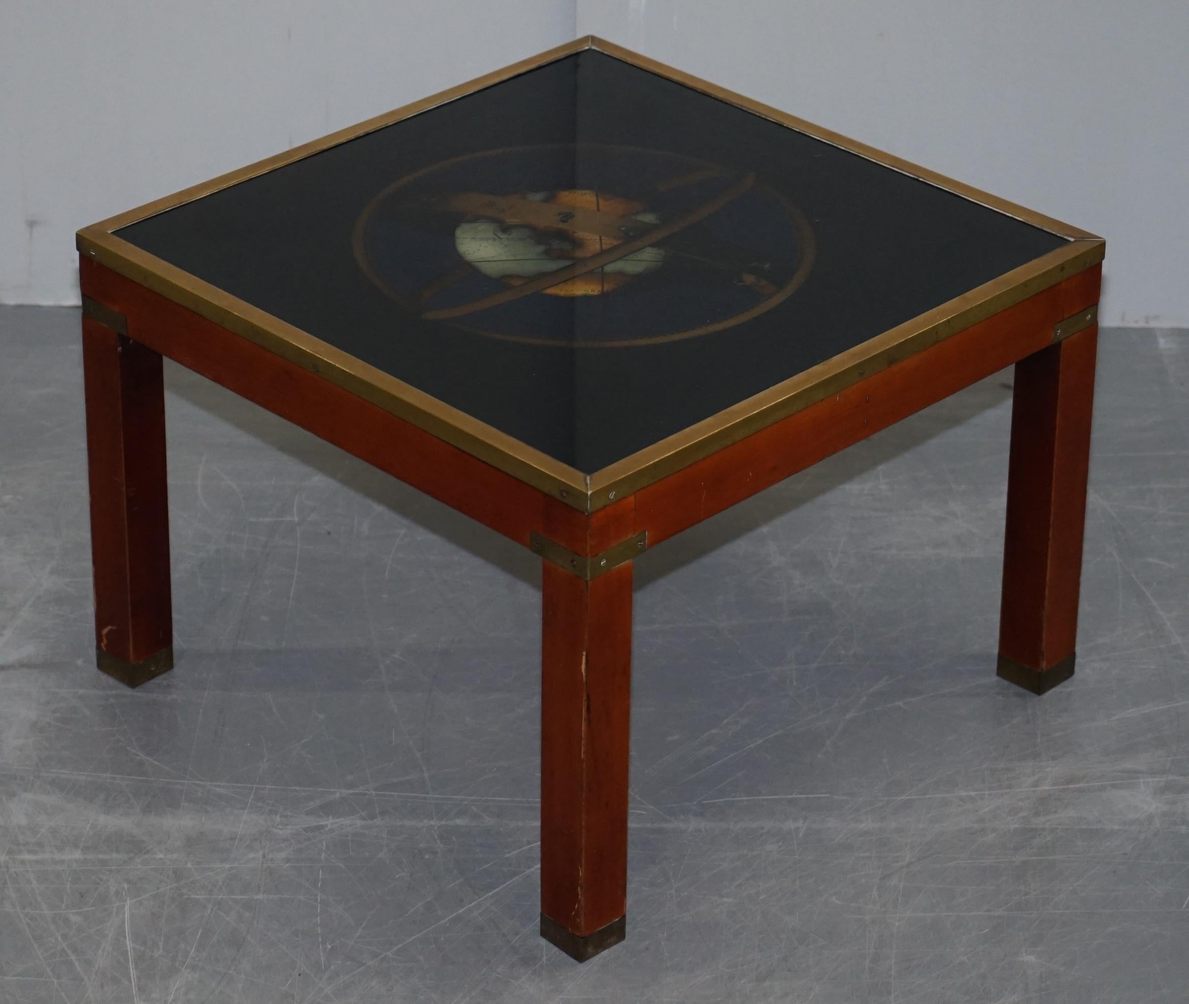 20th Century Very Large Nest of Three Tables with Rare Zodiac Astrology Maps to the Top For Sale