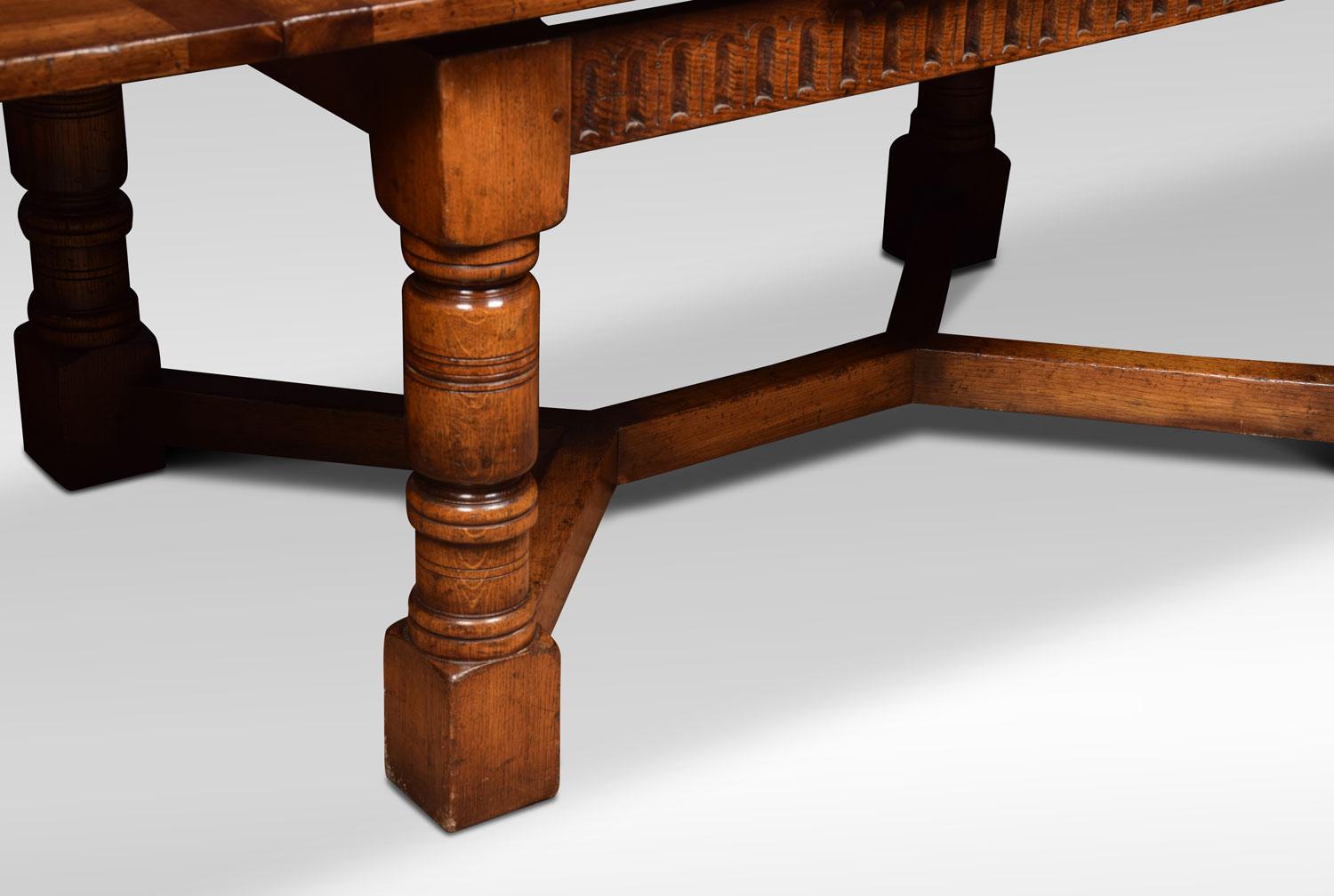 British Very Large Oak Draw Leaf Refectory Table