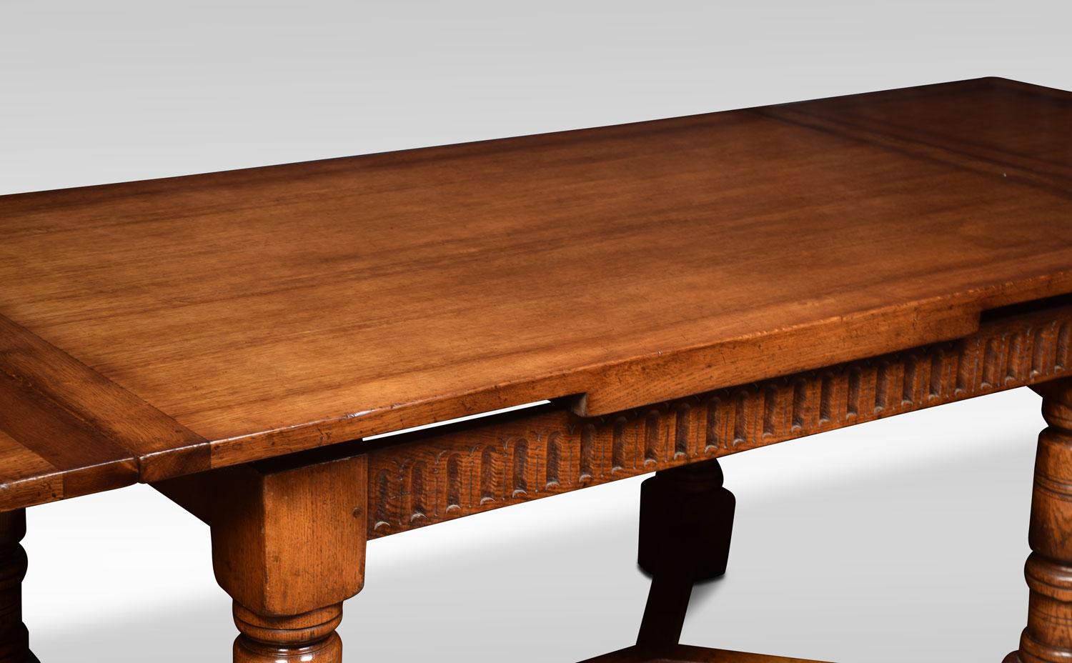 British Very Large Oak Draw Leaf Refectory Table For Sale