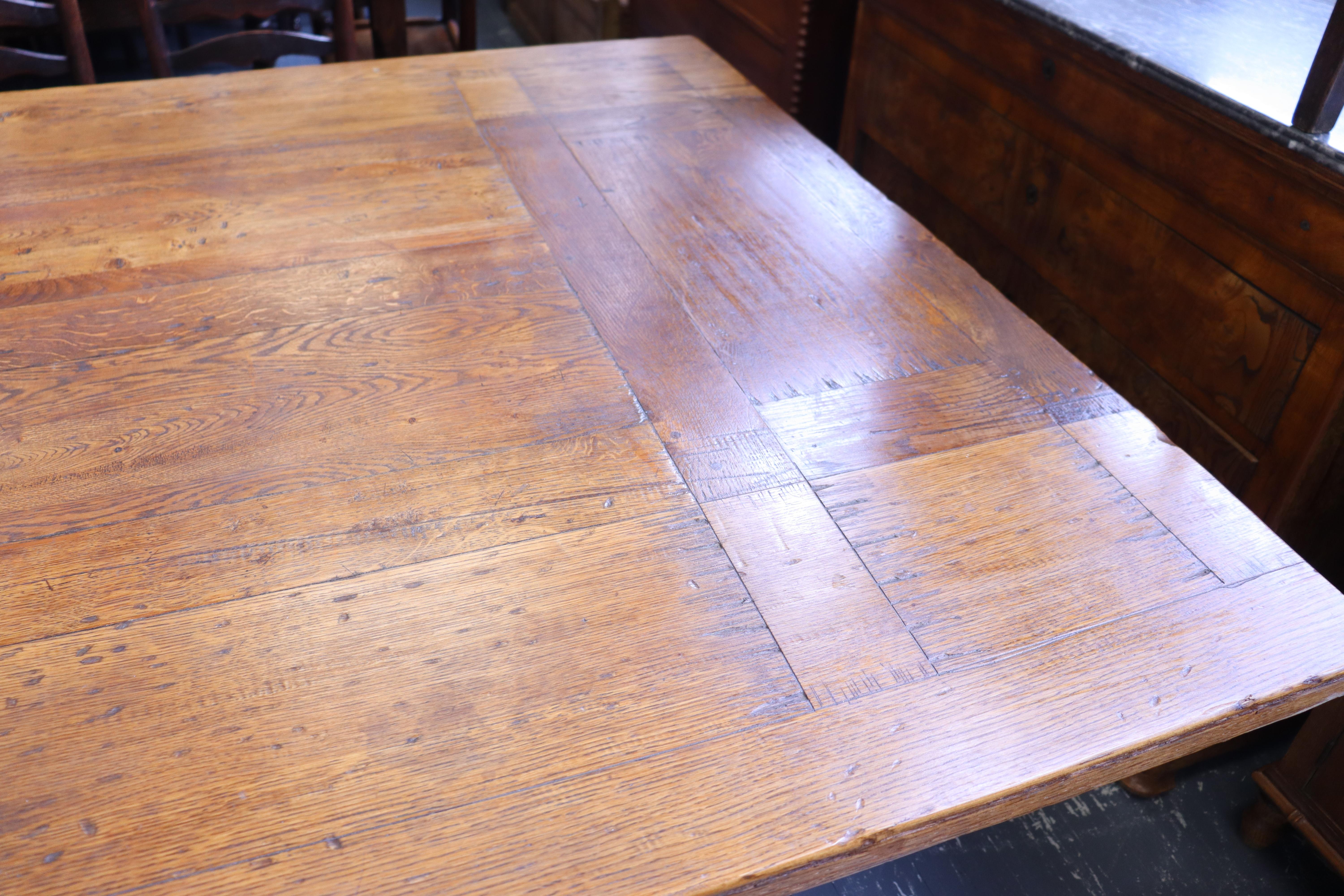 Very Large Oak Farm Table, Secret Drawers In Good Condition For Sale In Port Chester, NY