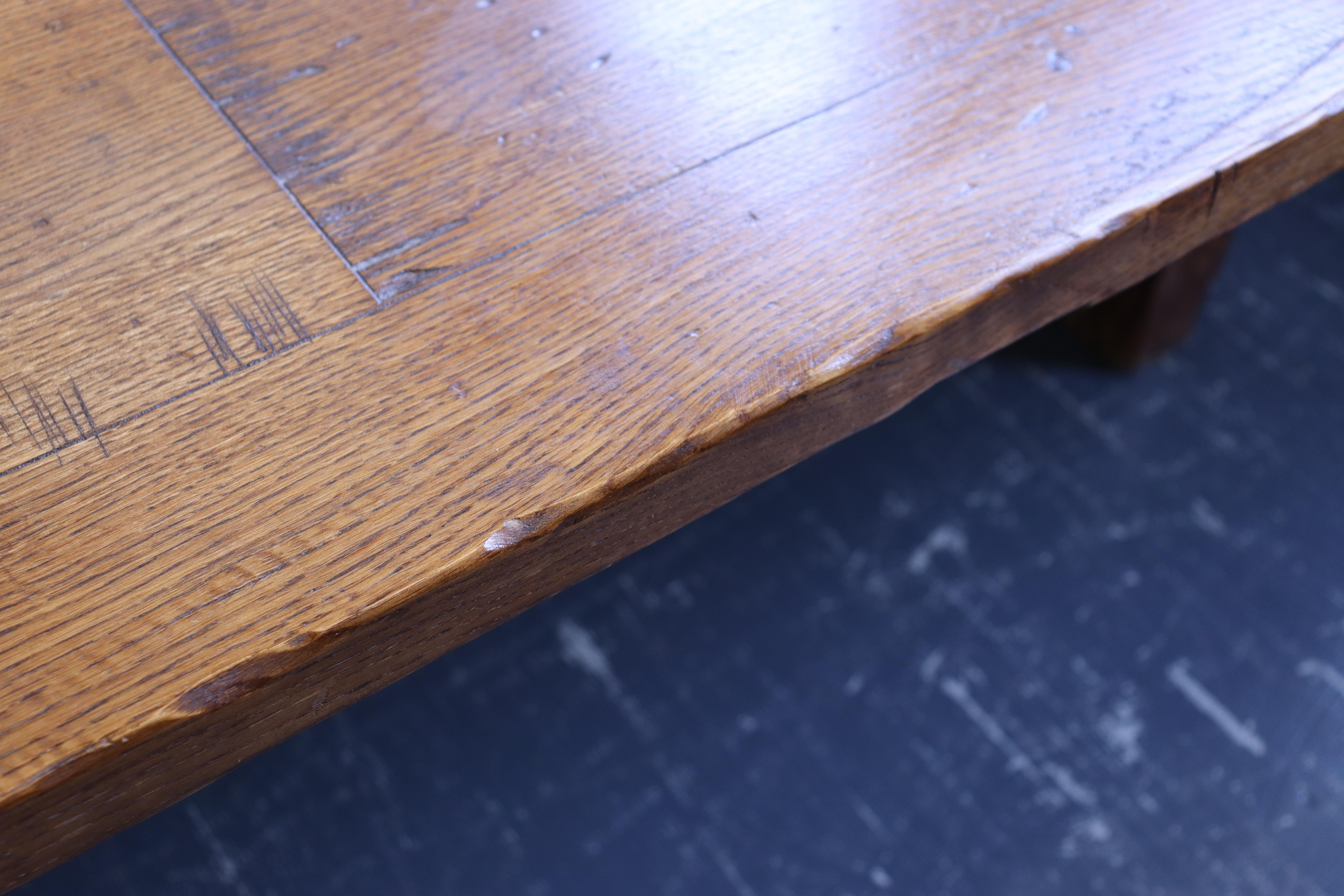 19th Century Very Large Oak Farm Table, Secret Drawers For Sale