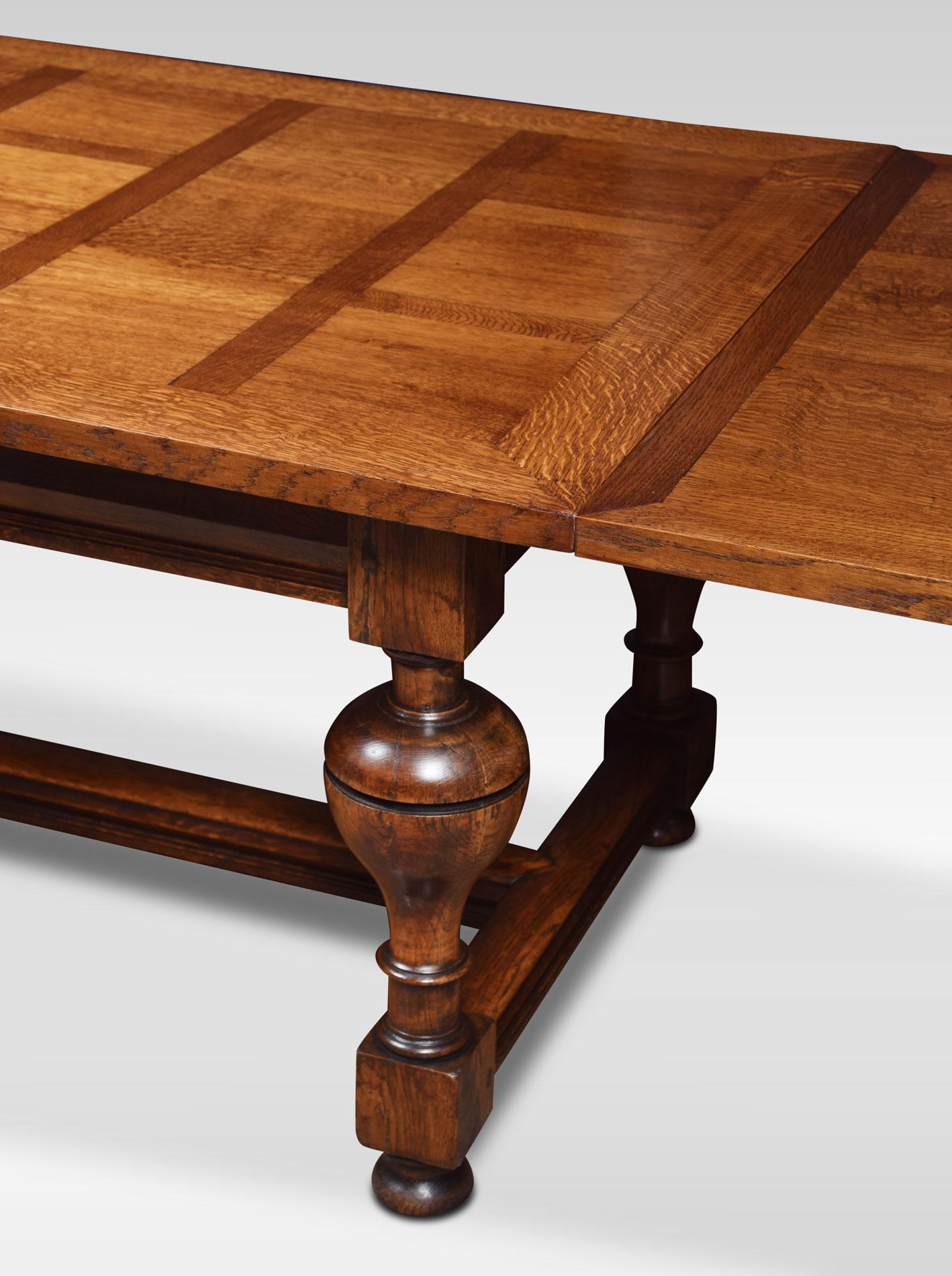 Very Large Oak Parquetry Top Draw-Leaf Refectory Table 1