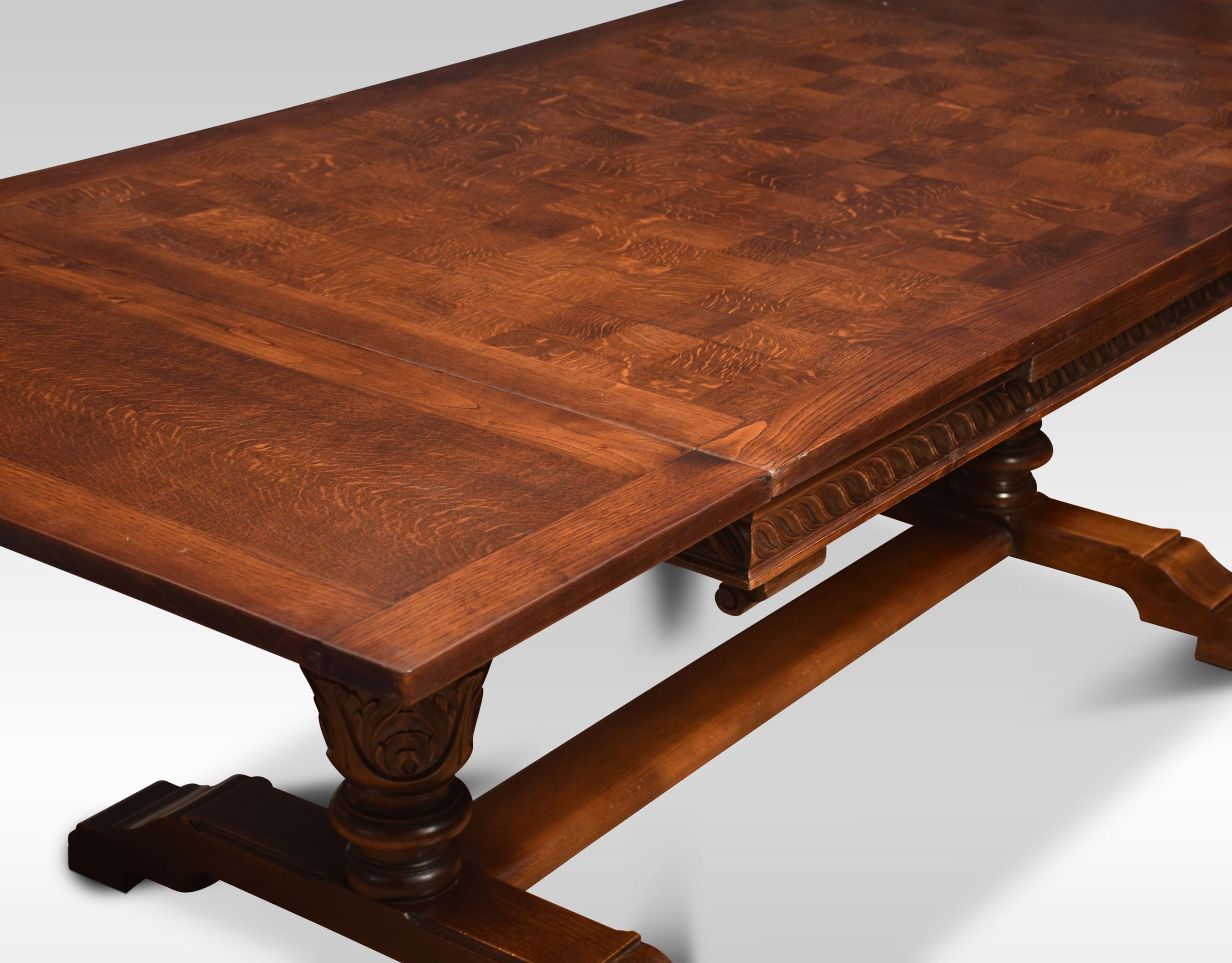 20th Century Very Large Oak Parquetry Top Refectory Table For Sale