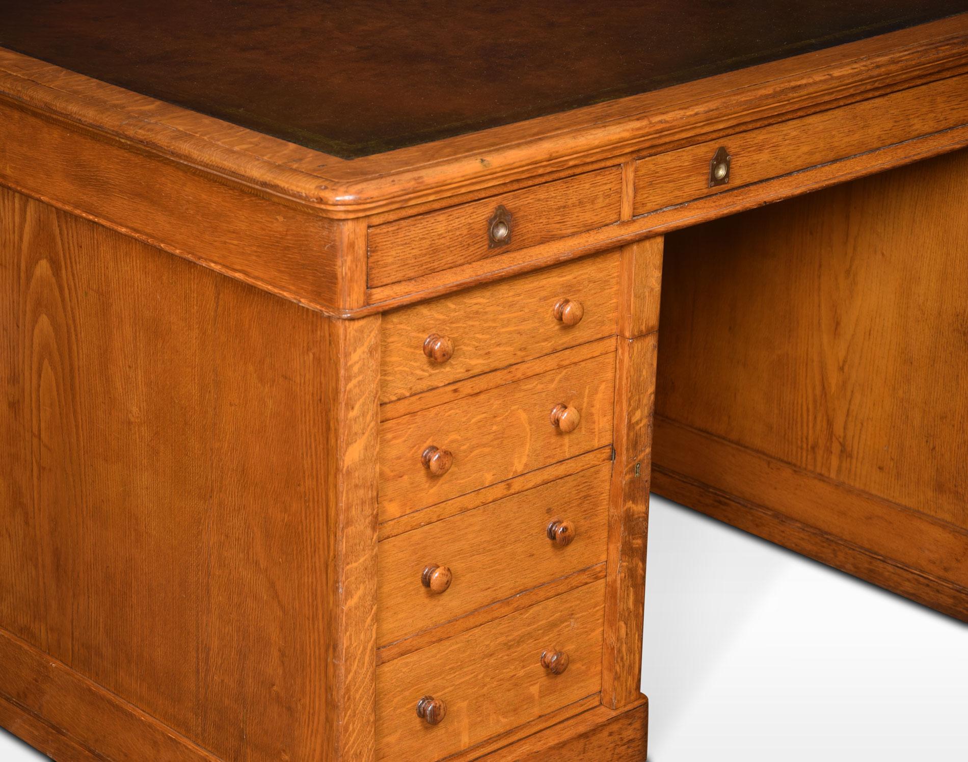 19th Century Very Large Oak Partners Library Desk
