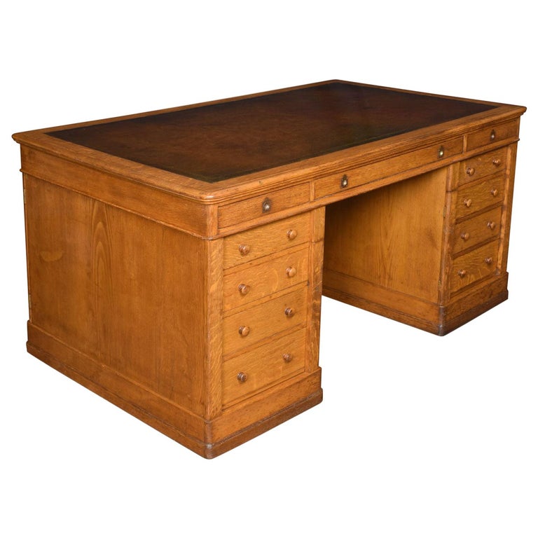 Very Large Oak Partners Library Desk For Sale At 1stdibs