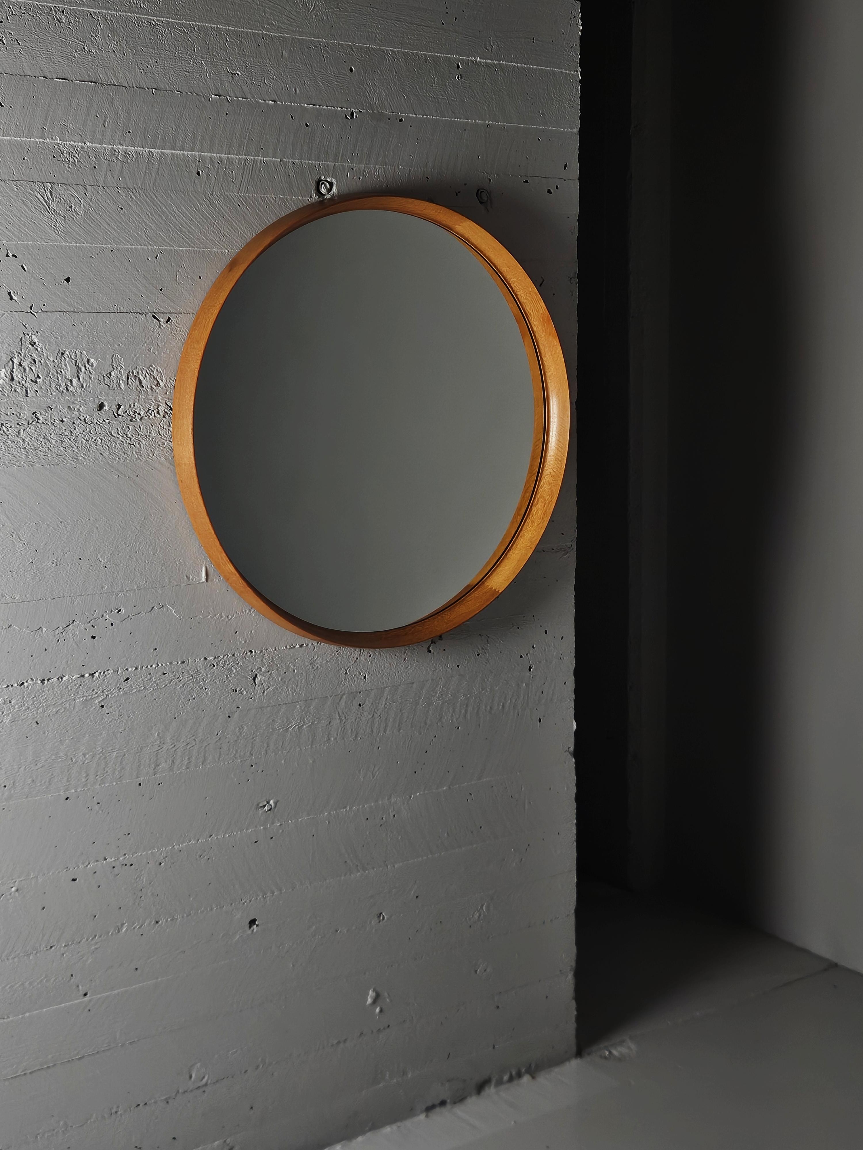 Scandinavian Modern Very large oak wall mirror by Uno & Östen Kristiansson for Luxus, Sweden, 1960s For Sale