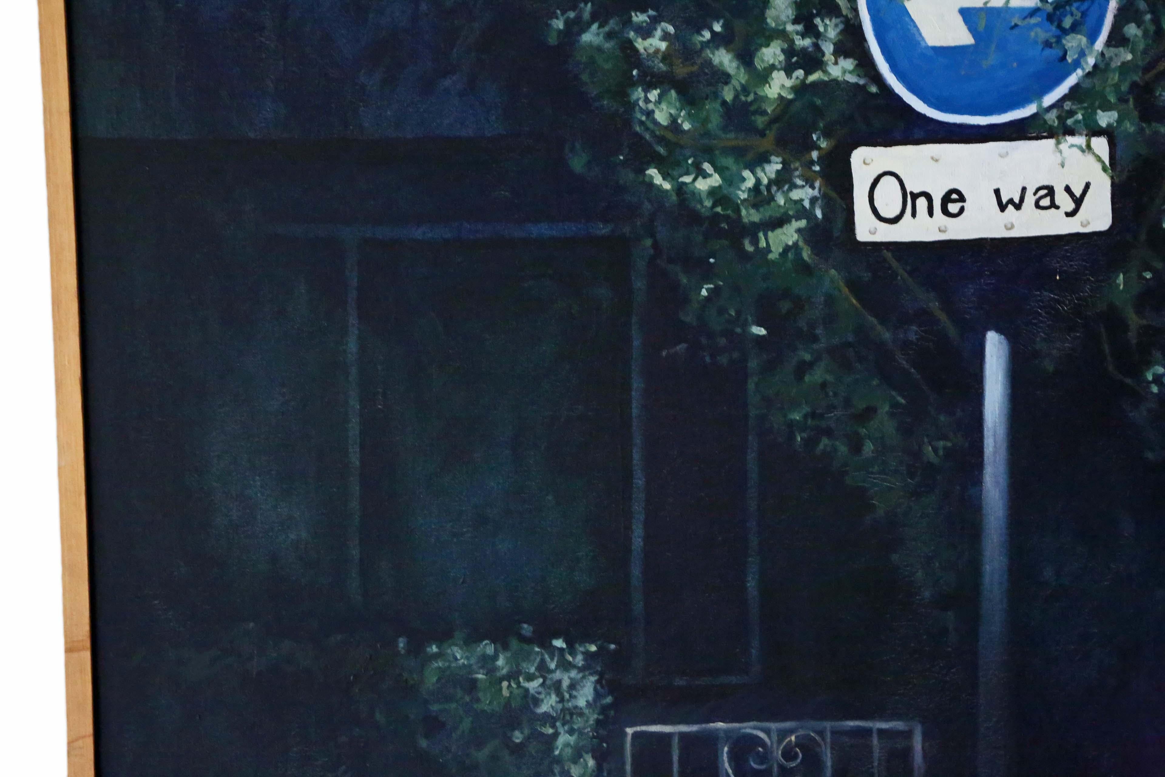 Late 20th Century Very Large Oil on Canvas Painting Artwork Darren Smith 1989 Titled 'One Way' 
