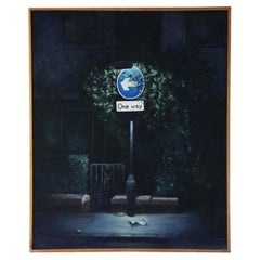 Very Large Oil on Canvas Painting Artwork Darren Smith 1989 Titled 'One Way'