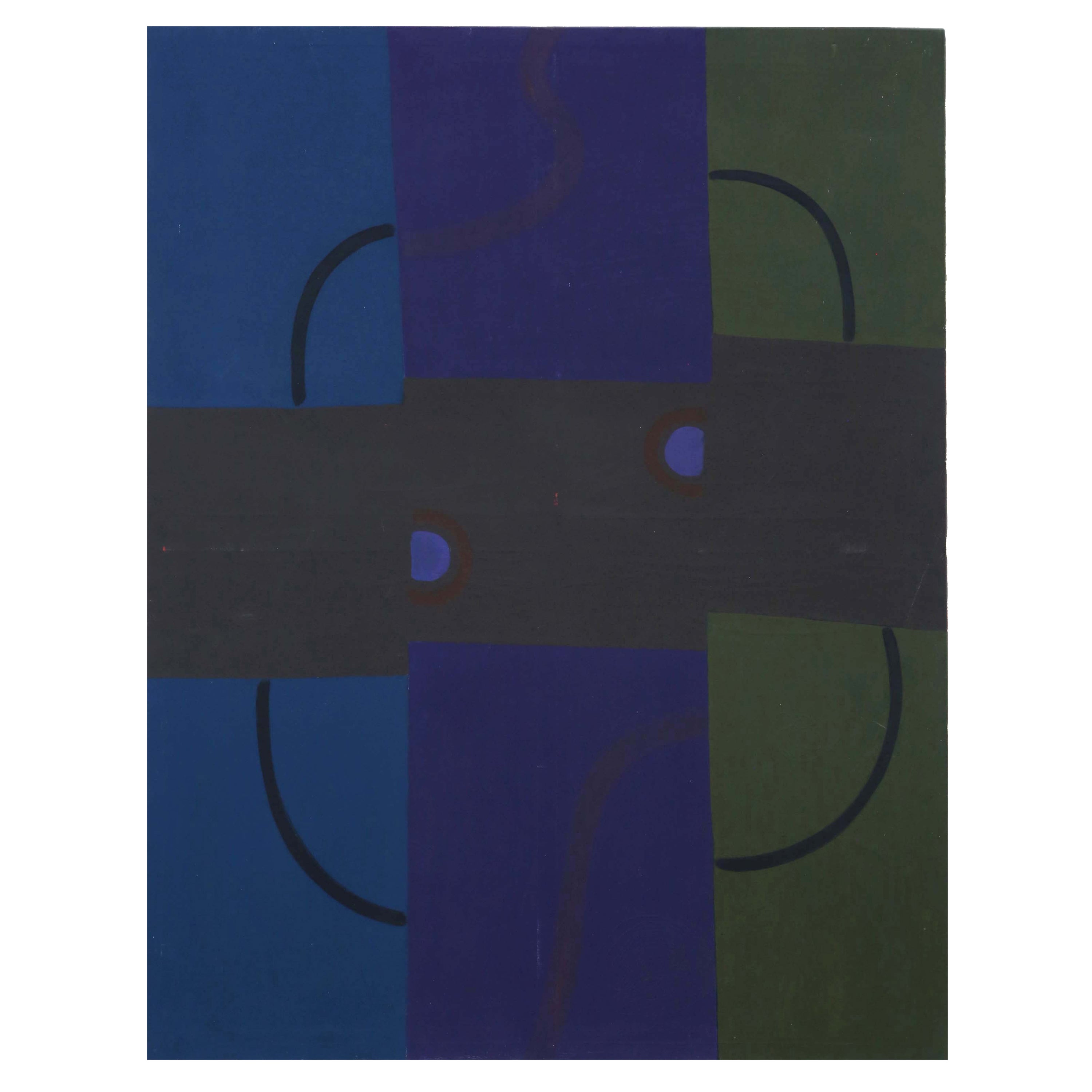Very Large Oil on Canvas Painting Artwork Manner Circle of Sonia Delaunay