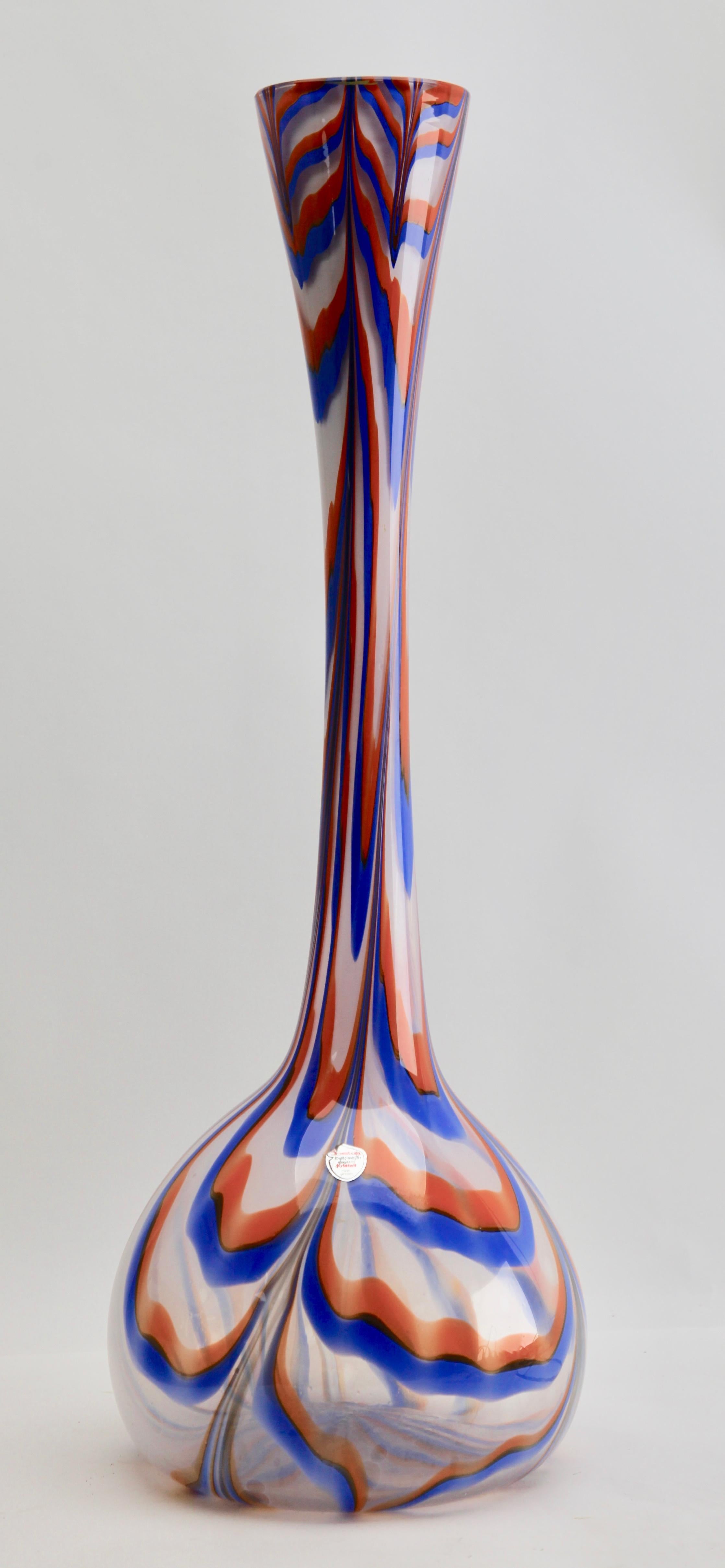 Mid-Century moderno Vaso a cipolla molto grande in vetro marmorizzato di Joska con etichetta, Germania, anni '60 in vendita