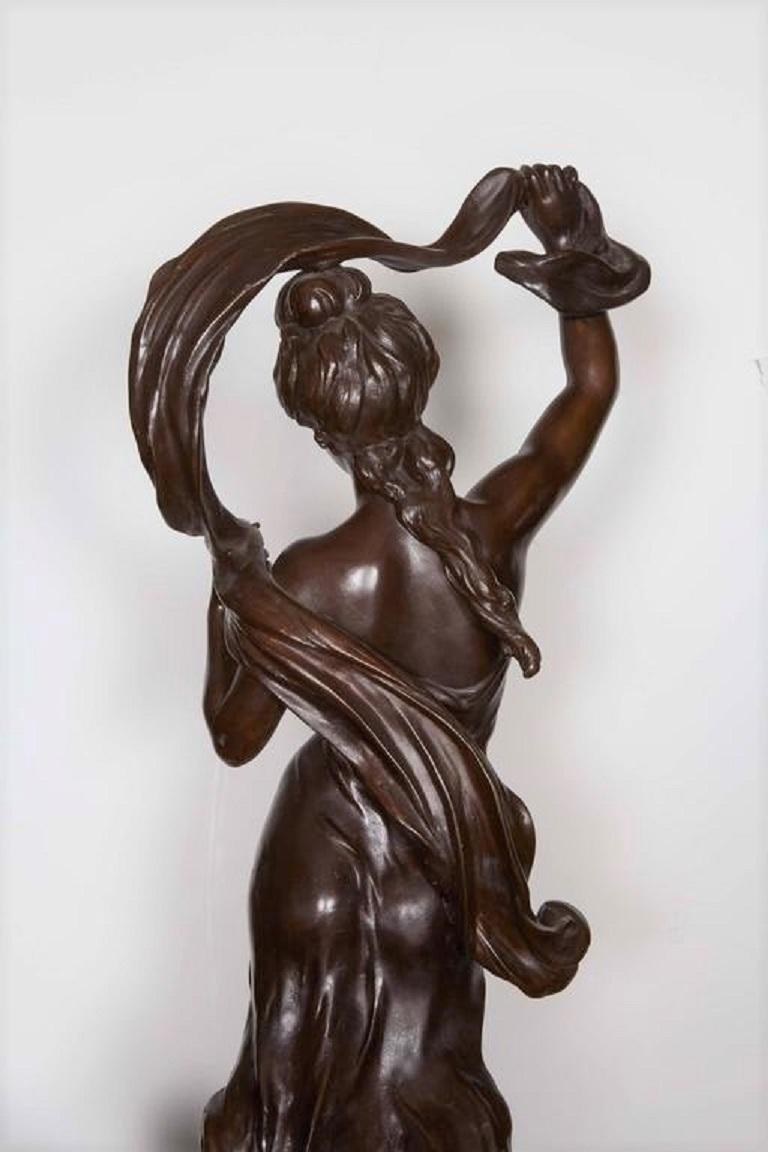 Very Large Original French 19th Century spelter Statue Signed Hippolyte Moreau In Good Condition For Sale In New York City, NY