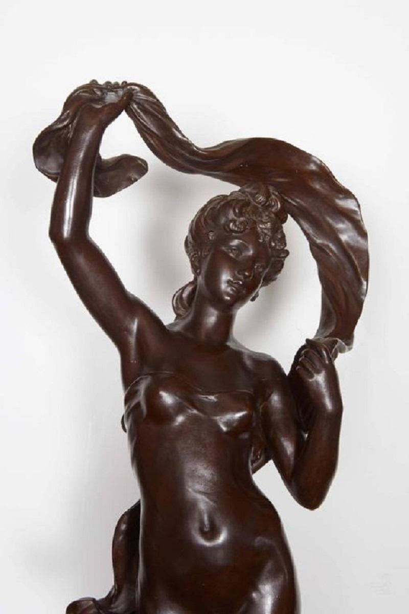 Cast Very Large Original French 19th Century spelter Statue Signed Hippolyte Moreau For Sale