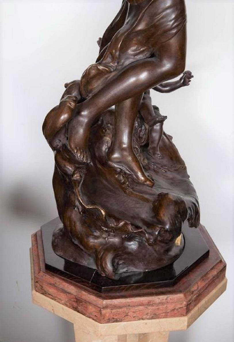 Very Large Original French 19th Century spelter Statue Signed Hippolyte Moreau For Sale 4