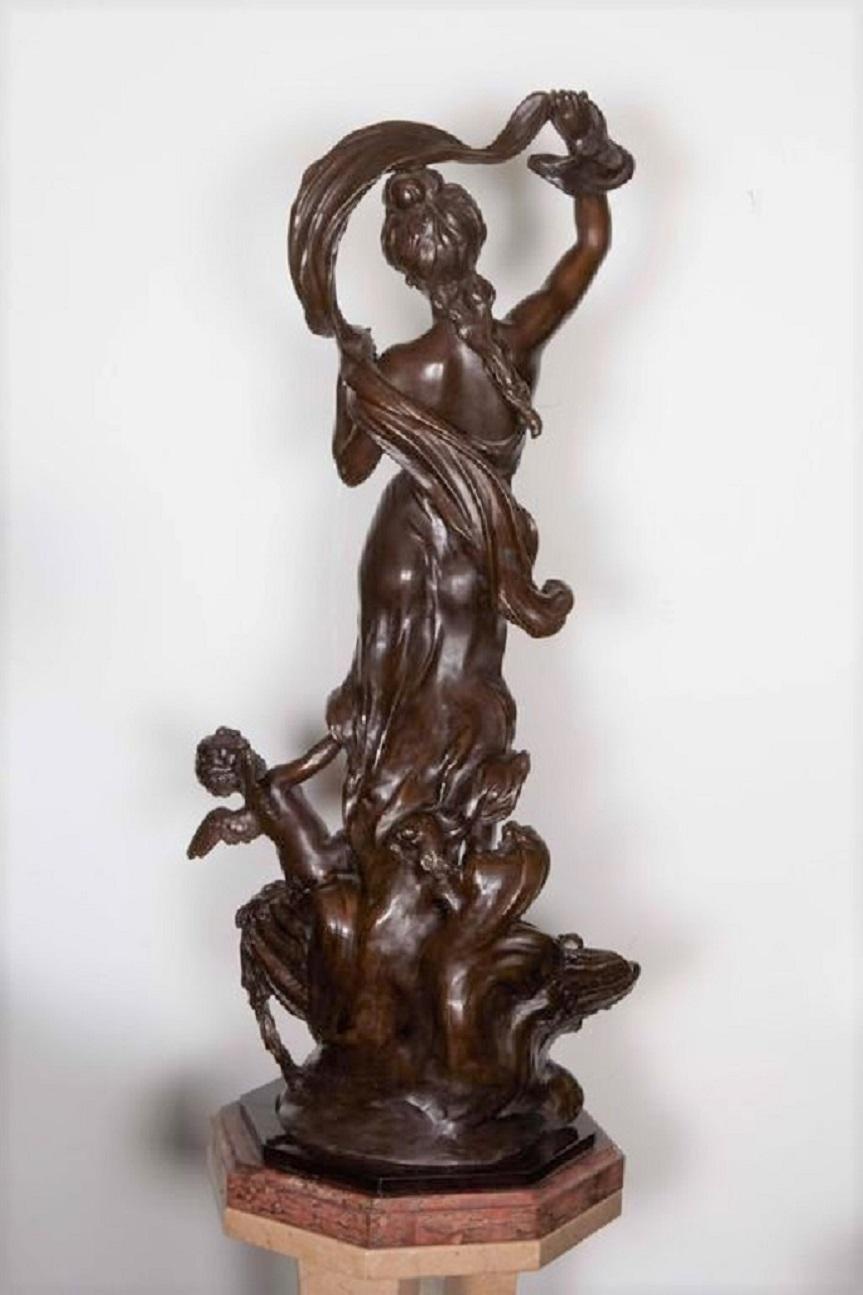 Very Large Original French 19th Century spelter Statue Signed Hippolyte Moreau For Sale 3