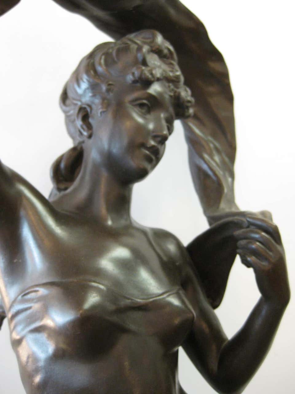 Cast Very Large Original French 19th Century spelter Statue Signed Hippolyte Moreau For Sale