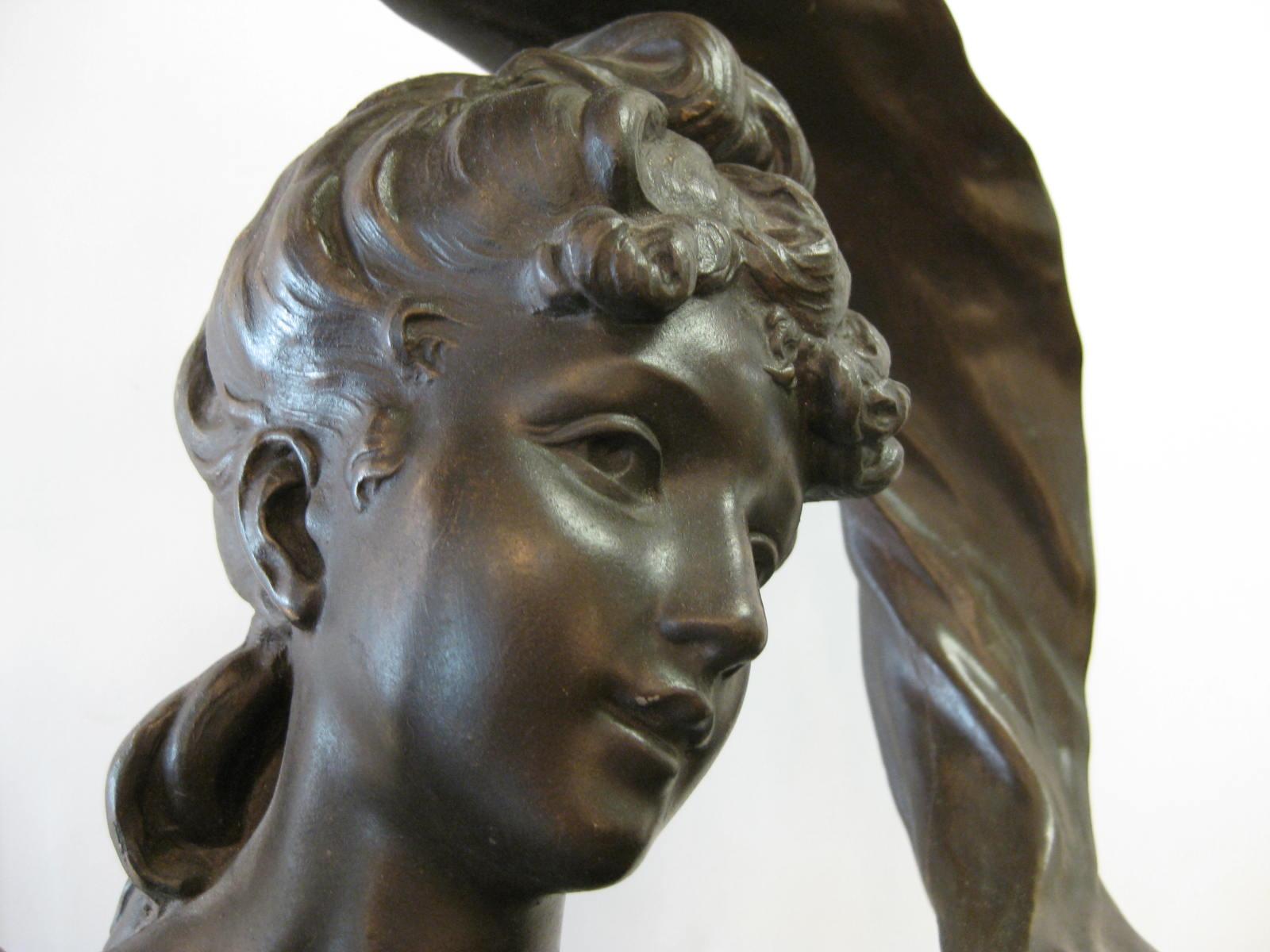 l'oiseau blesse by hippolyte moreau bronze statue