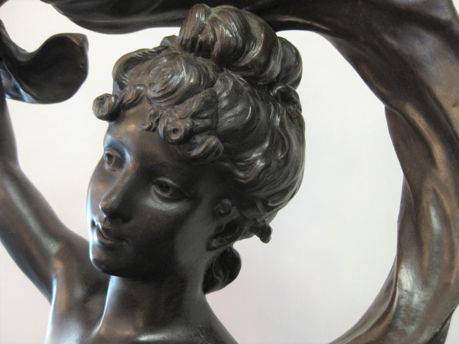 Beaux Arts Very Large Original French 19th Century spelter Statue Signed Hippolyte Moreau For Sale
