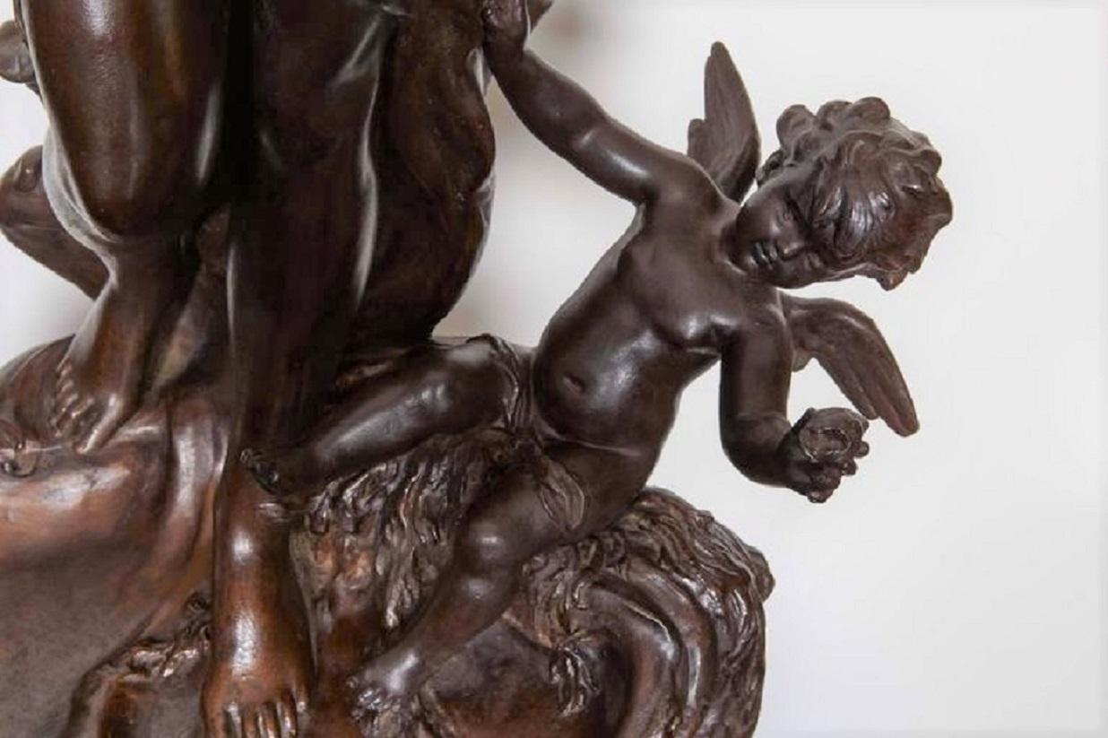 Spelter Very Large Original French 19th Century spelter Statue Signed Hippolyte Moreau For Sale