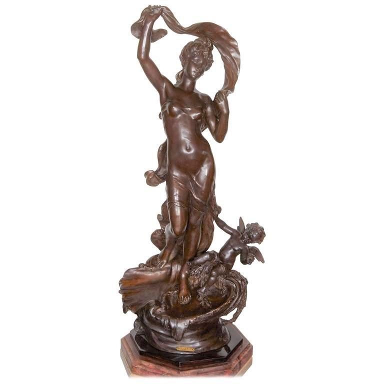 Very Large Original French 19th Century spelter Statue Signed Hippolyte Moreau