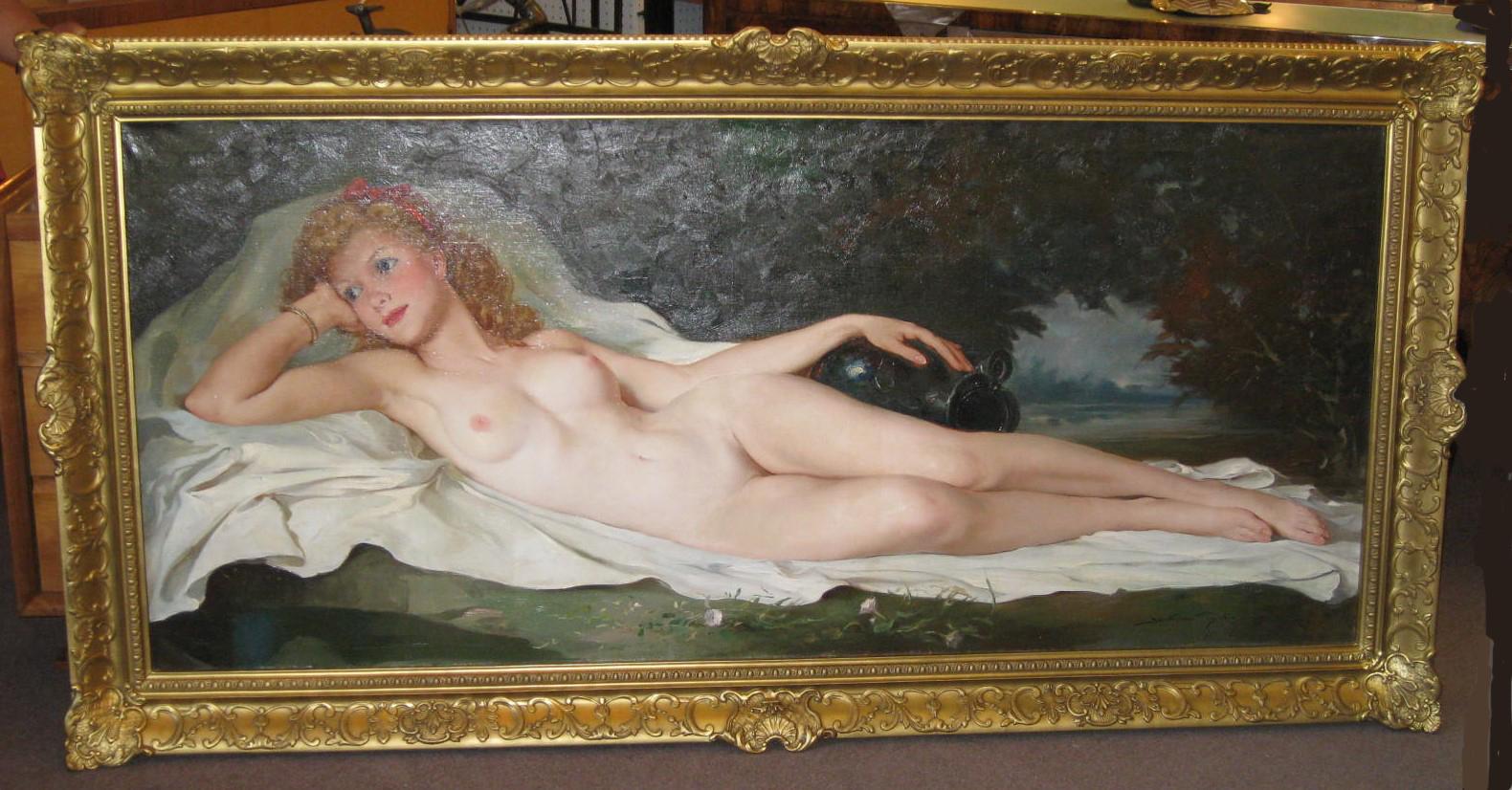 Very Large Original Handpainted Oil on Canvas of a Nude by Maria Szantho For Sale 6