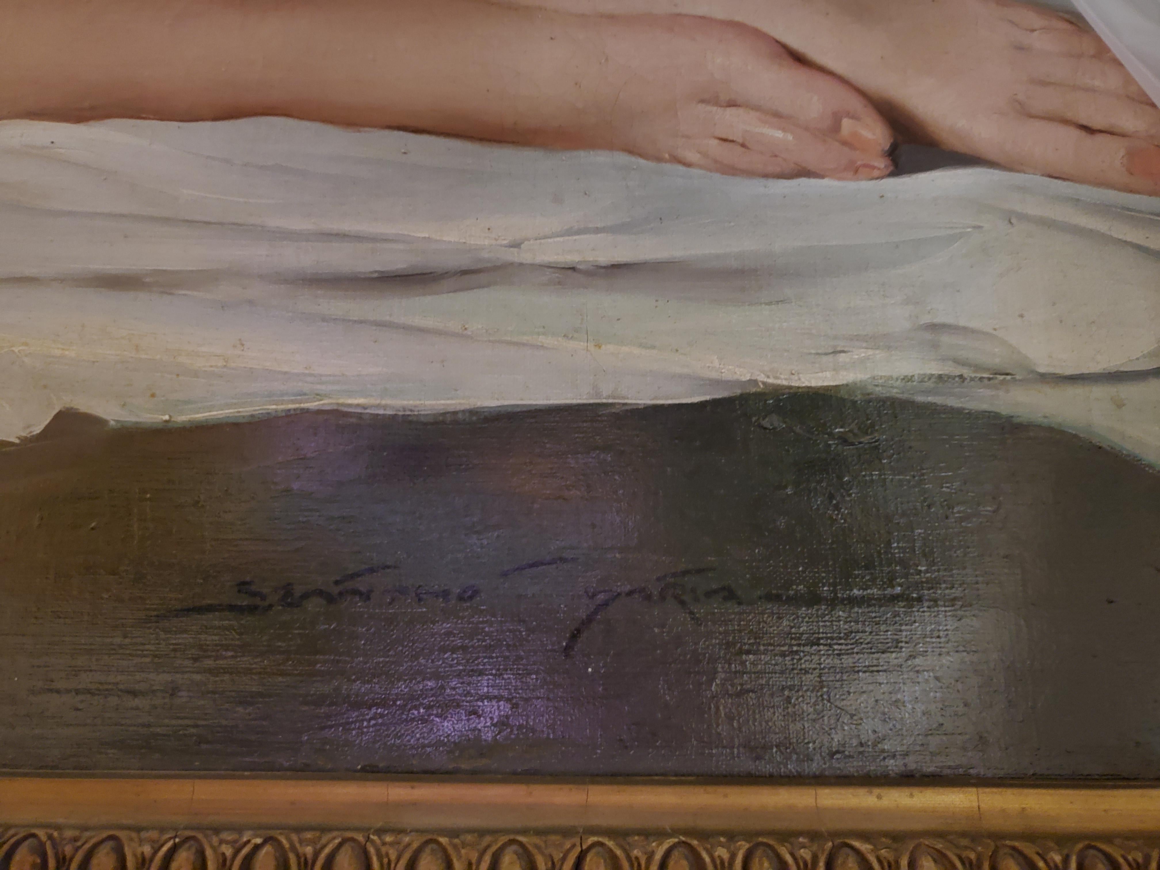 Großes Original handbemaltes Ölgemälde auf Leinwand eines Akts von Maria Szantho, Original im Angebot 11
