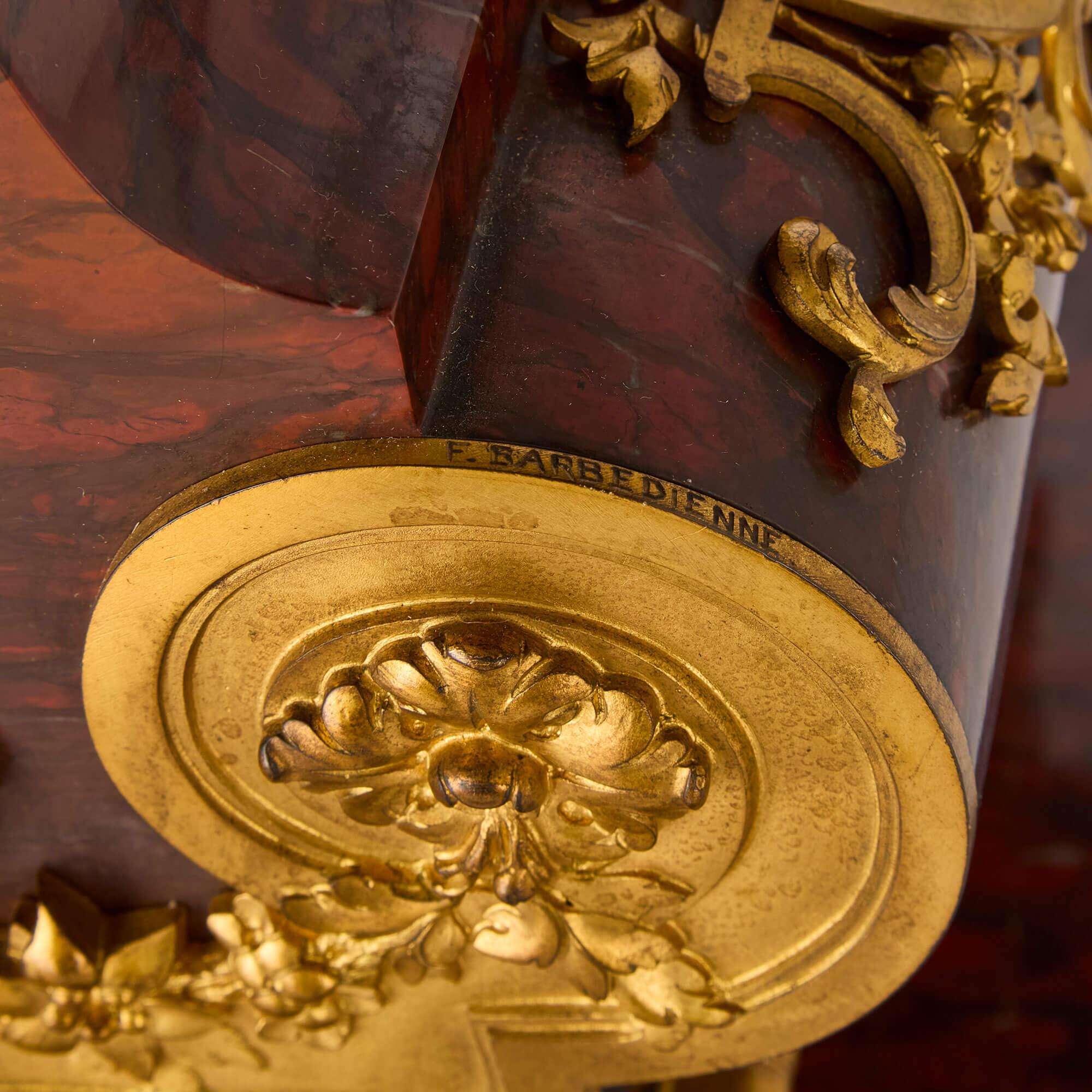 Very Large Ormolu Marble Regulator Calendar Mantle Clock Barbedienne For Sale 2