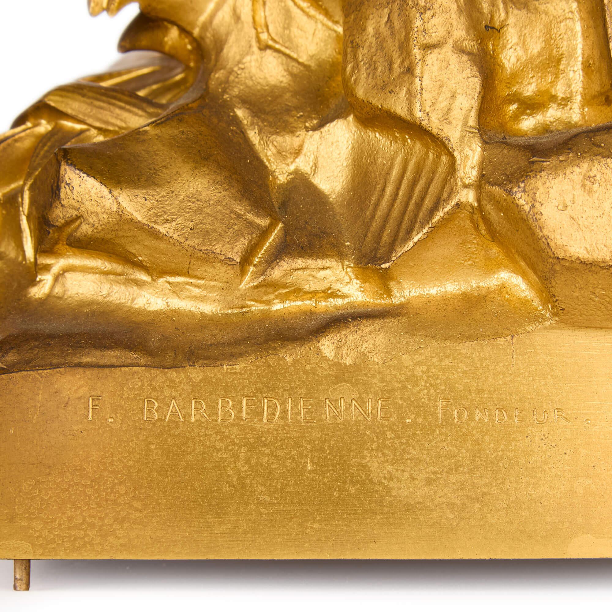 Very Large Ormolu Marble Regulator Calendar Mantle Clock Barbedienne For Sale 3