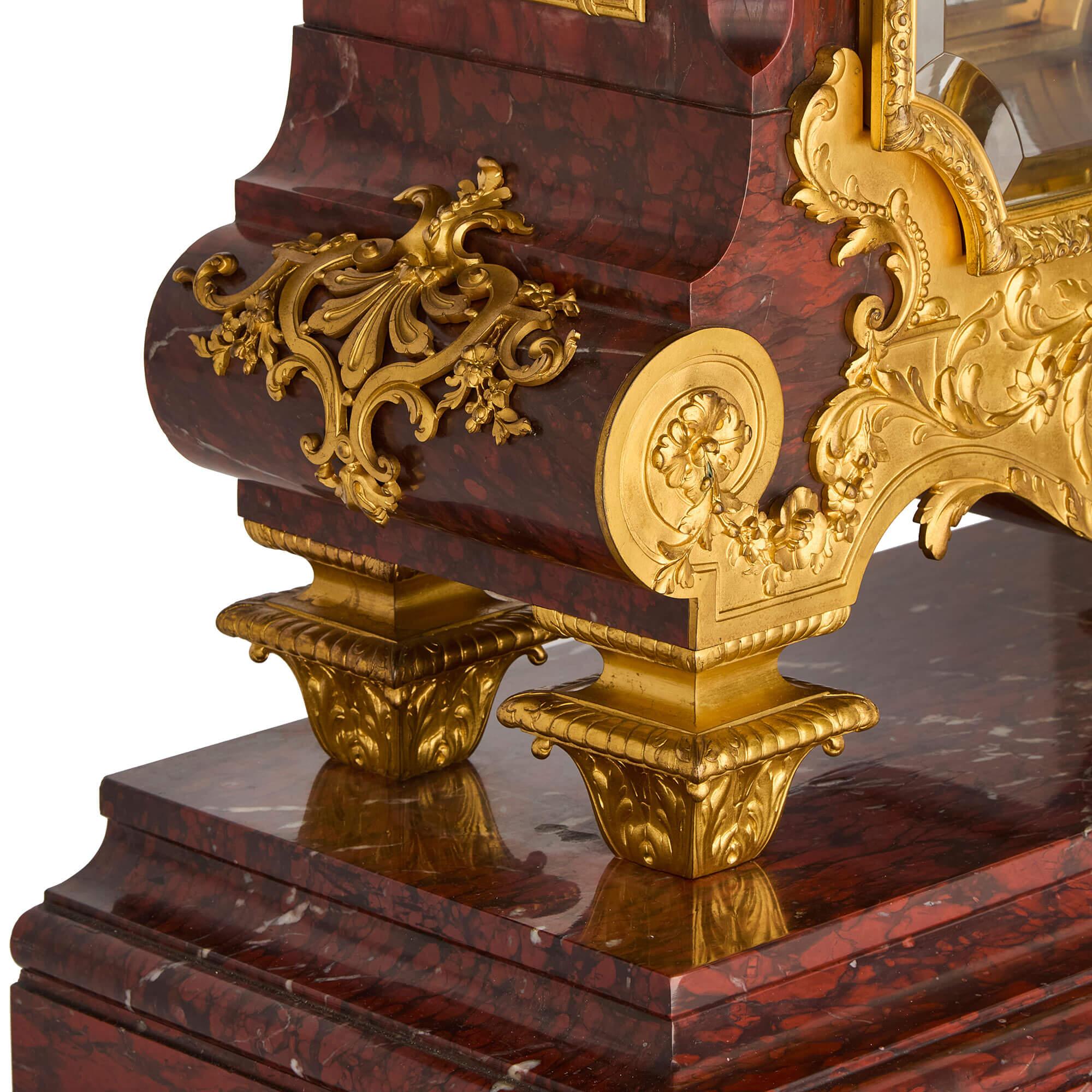 Very Large Ormolu Marble Regulator Calendar Mantle Clock Barbedienne For Sale 1