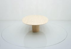 Very Large Oval Travertine Coffee Table Italy, 1970s