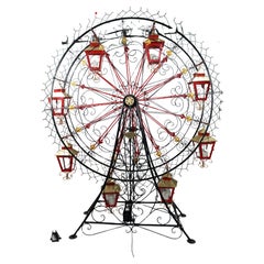 Very Large Painted & Gilded Metal Ferris Wheel with Lanterns