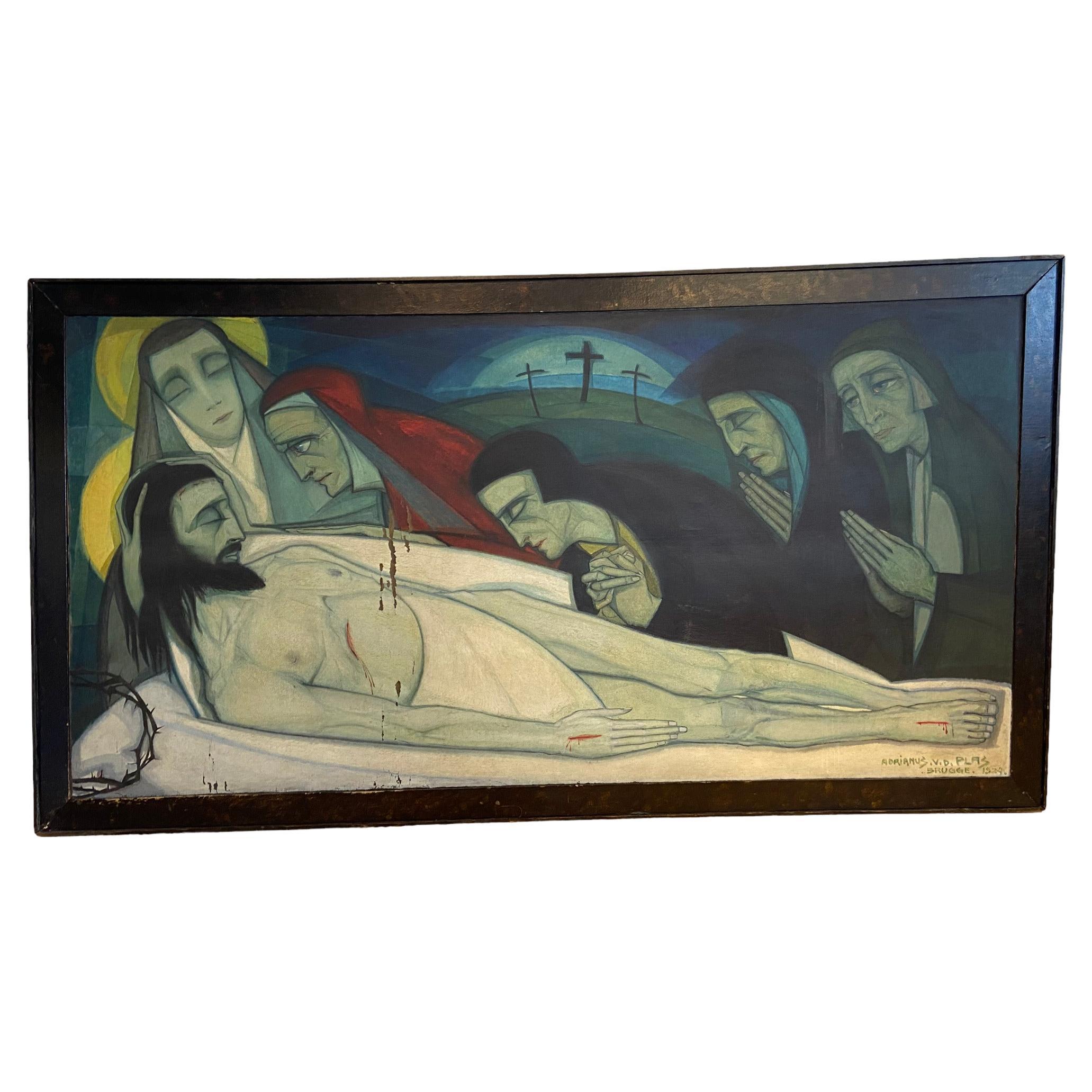 Very Large Painting “a Van Der Plas” For Sale