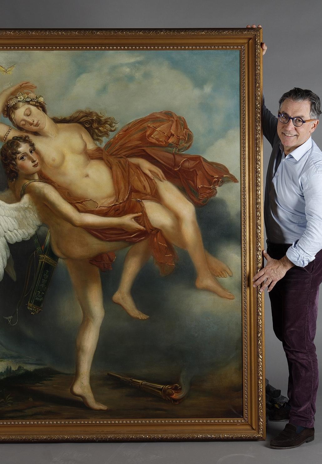 Very large painting of  Psyche and Love, French Neoclassical School In Good Condition For Sale In Paris, FR