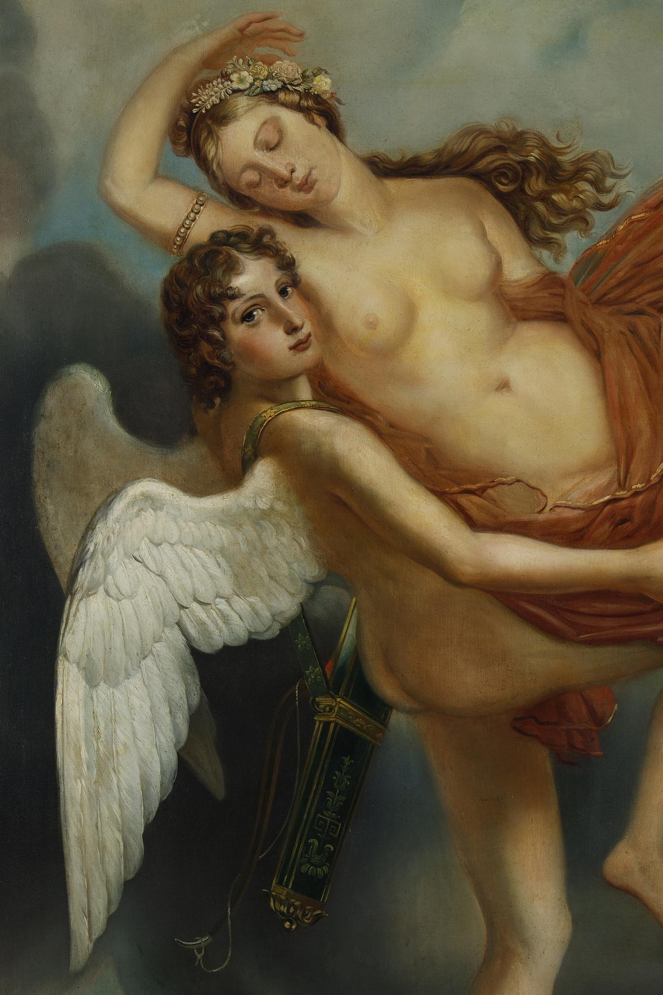 Very large painting of  Psyche and Love, French Neoclassical School For Sale 1